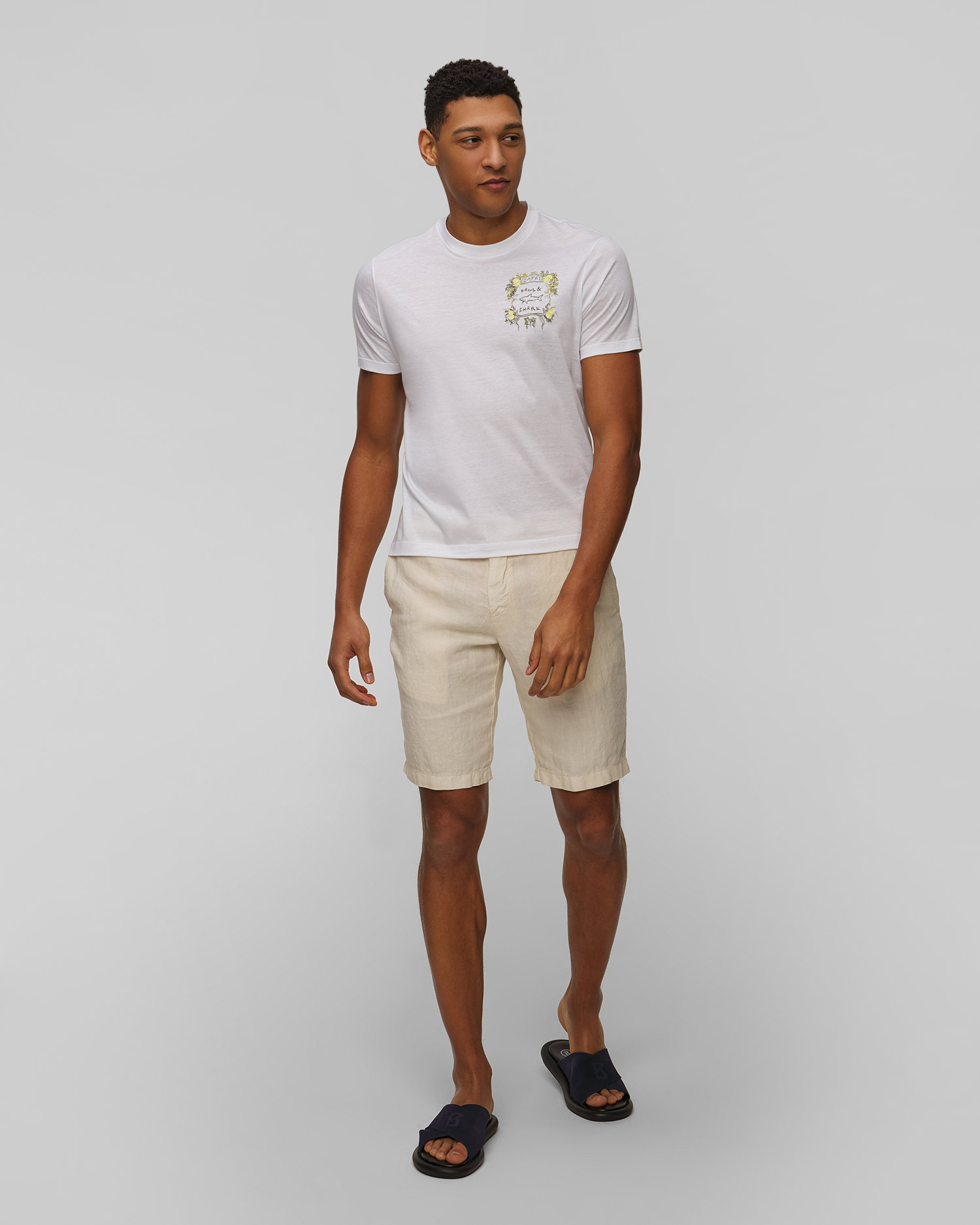 Men's white T-shirt with embroidery Paul&Shark