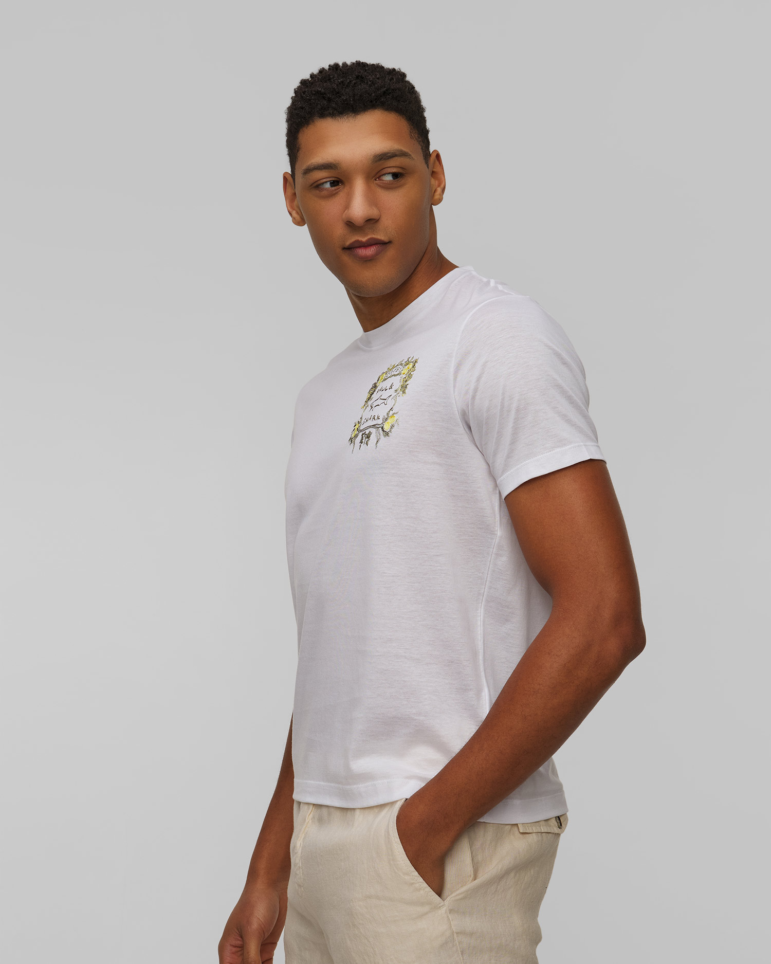 Men's white T-shirt with embroidery Paul&Shark