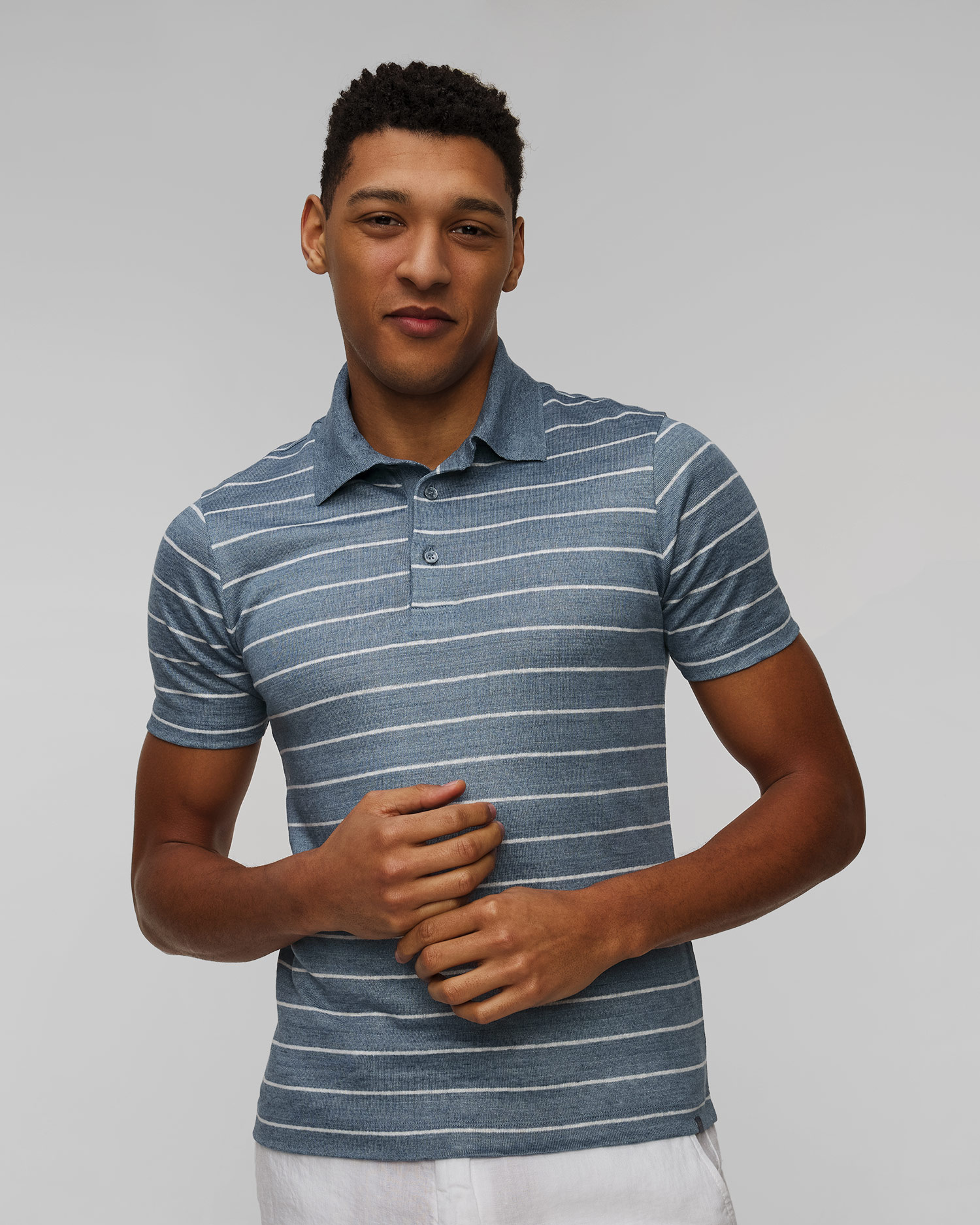 Lniane polo w paski męskie Paul&Shark, Kolor/Wzór: Niebieski