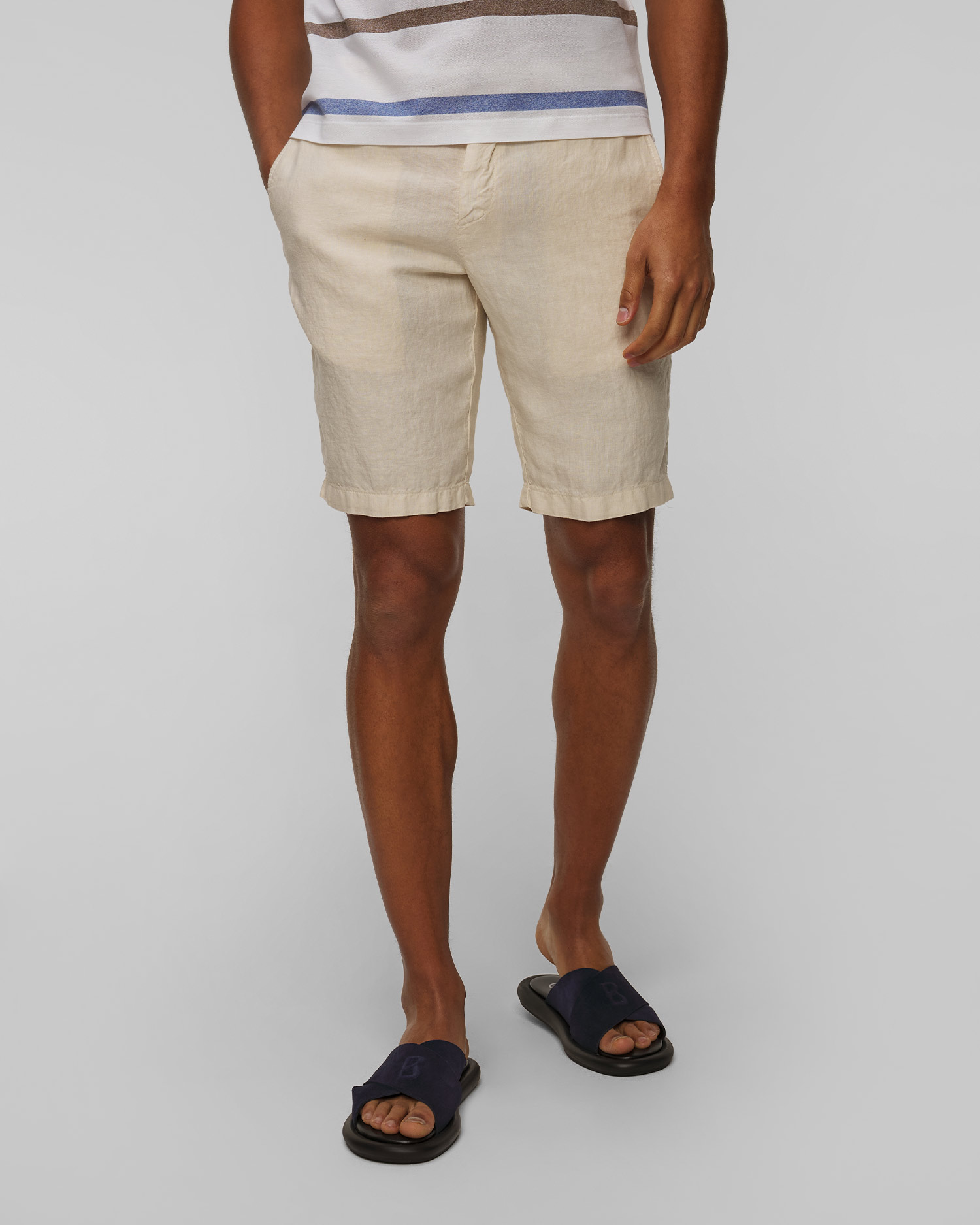Short en lin beige pour hommes Paul&Shark, Couleur: Beżowy