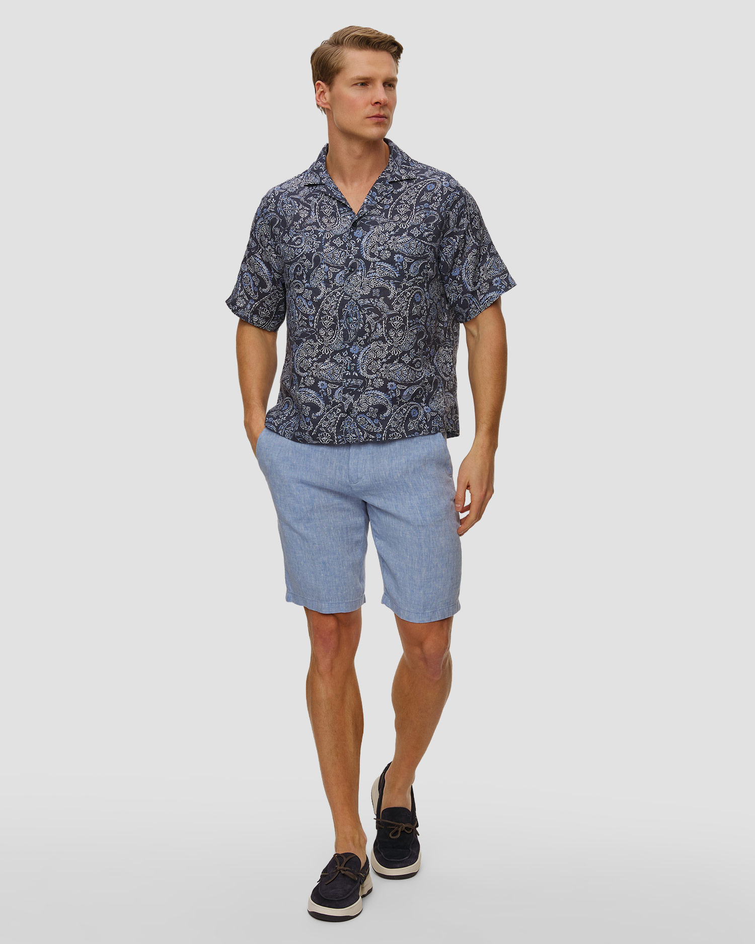 Pantaloni scurți din in pentru bărbați Paul&Shark