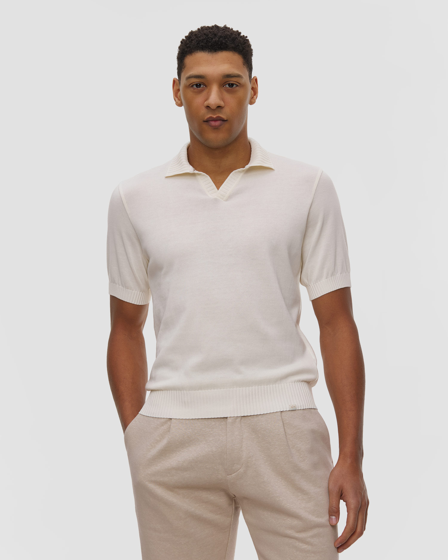 Pánské polo z úpletu Paul&Shark v krémovém barevném odstínu