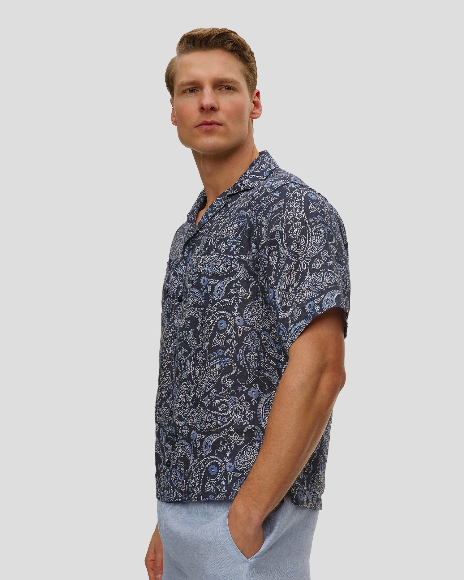 Men's short-sleeved linen shirt Paul&Shark