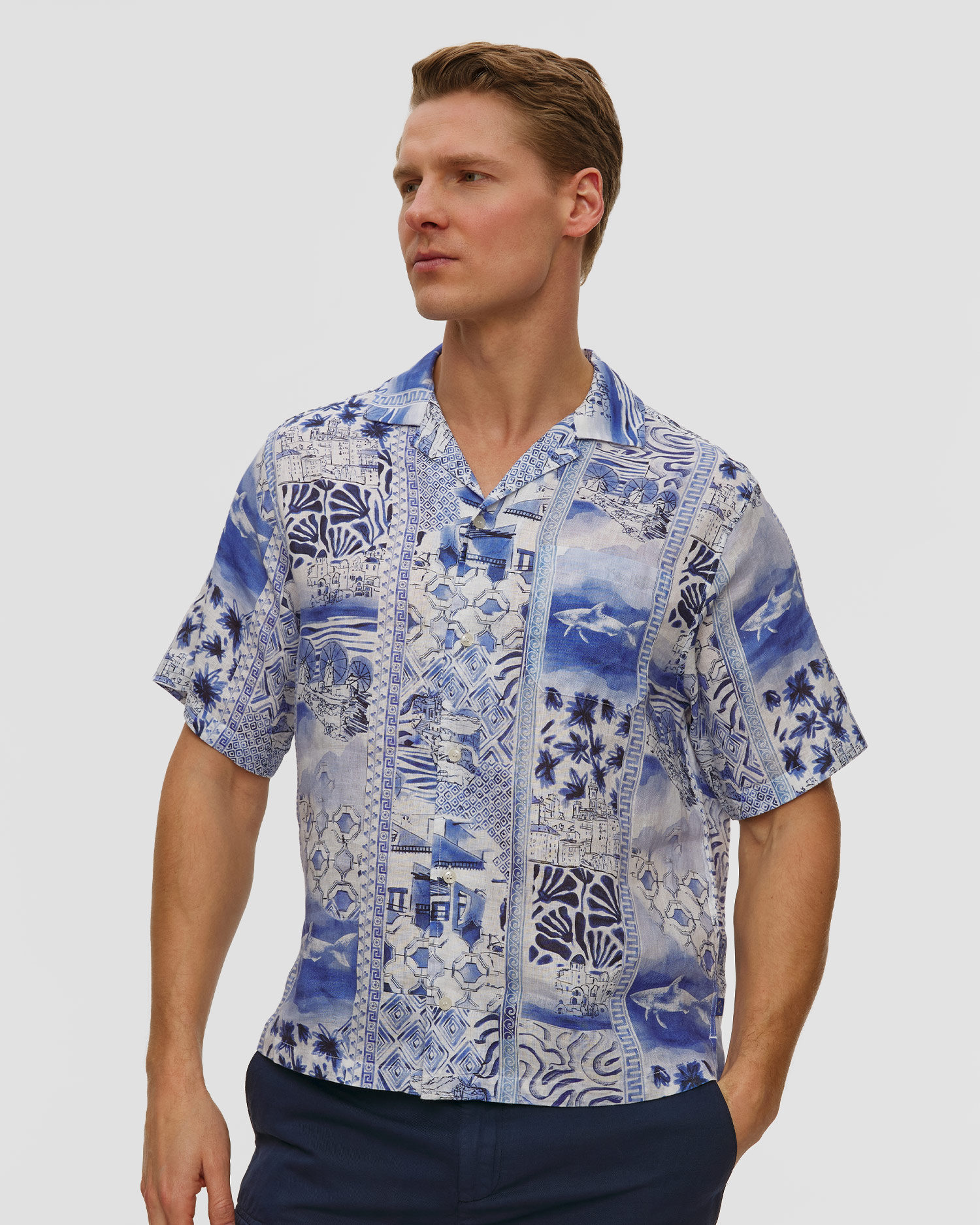 Men's short sleeve linen shirt Paul&Shark