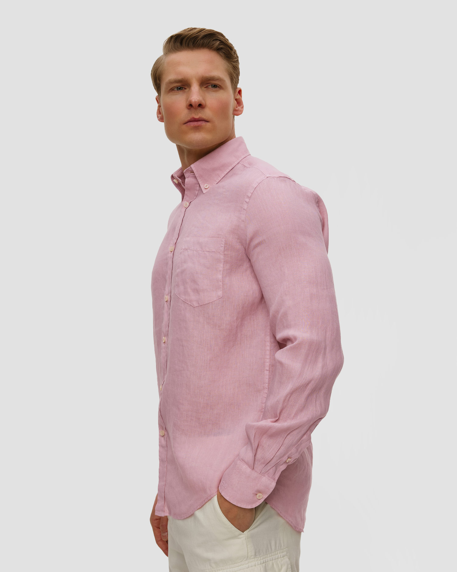 Cămașă din in roză pentru bărbați Paul&Shark