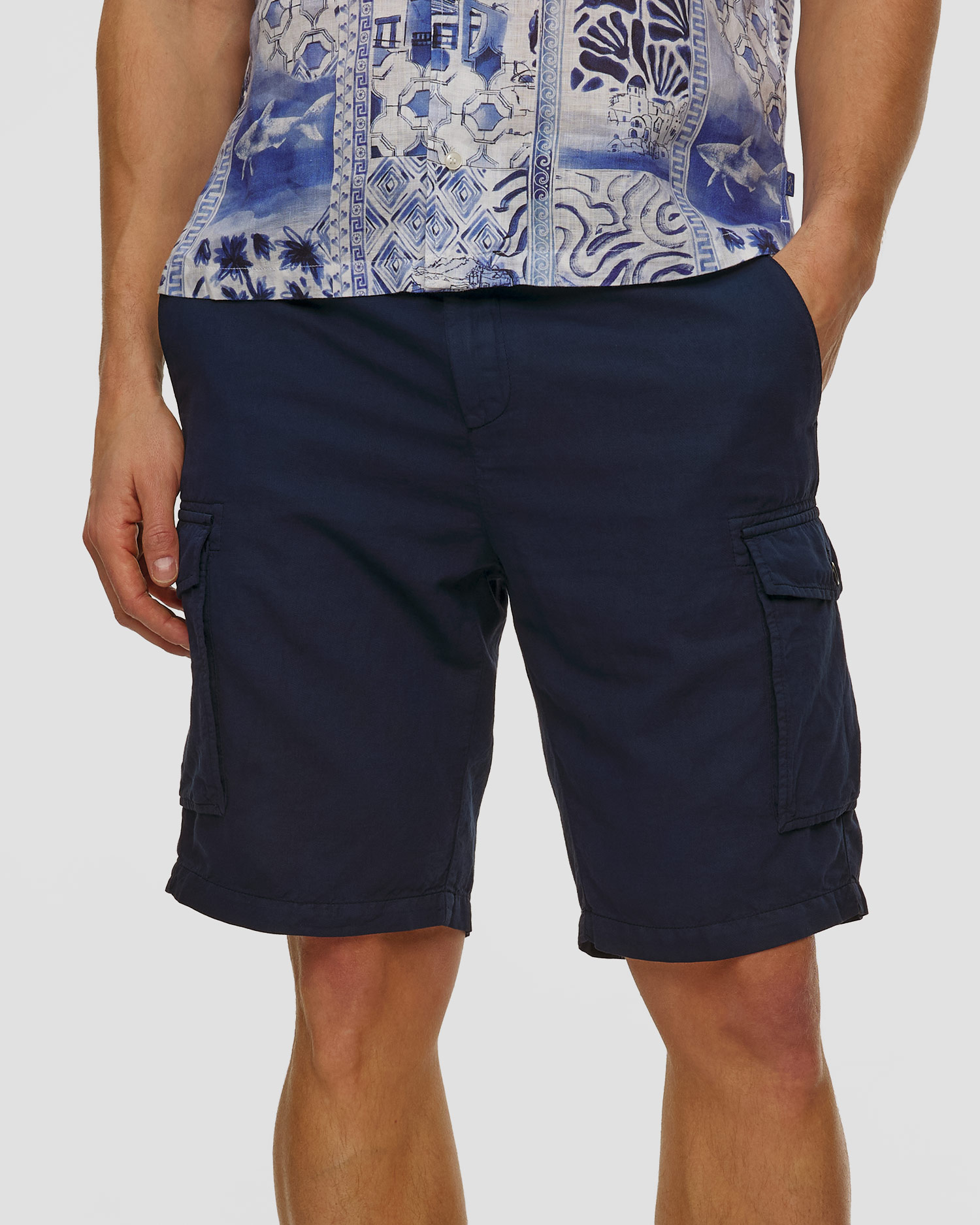 Granatowe szorty męskie z lnem Paul&Shark