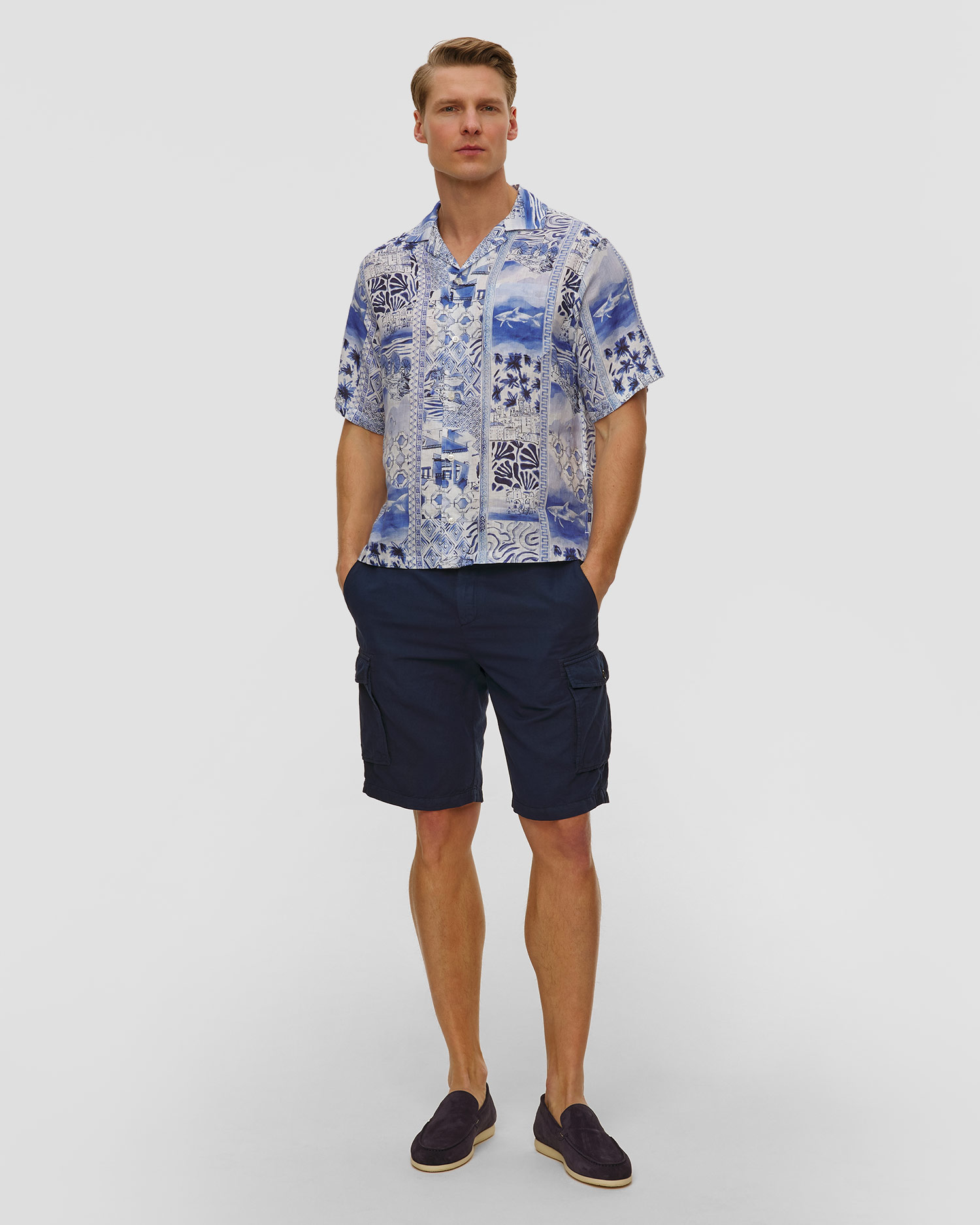 Granatowe szorty męskie z lnem Paul&Shark