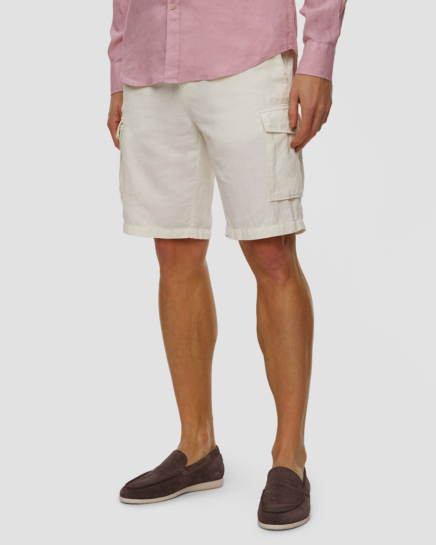 Beżowe szorty męskie z lnem Paul&Shark, Kolor/Wzór: Beżowy