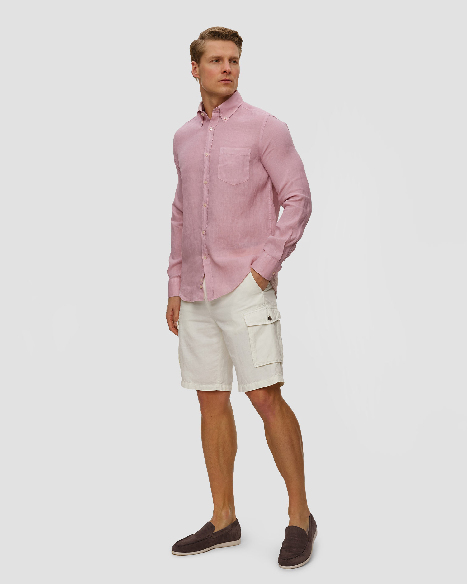 Beżowe szorty męskie z lnem Paul&Shark