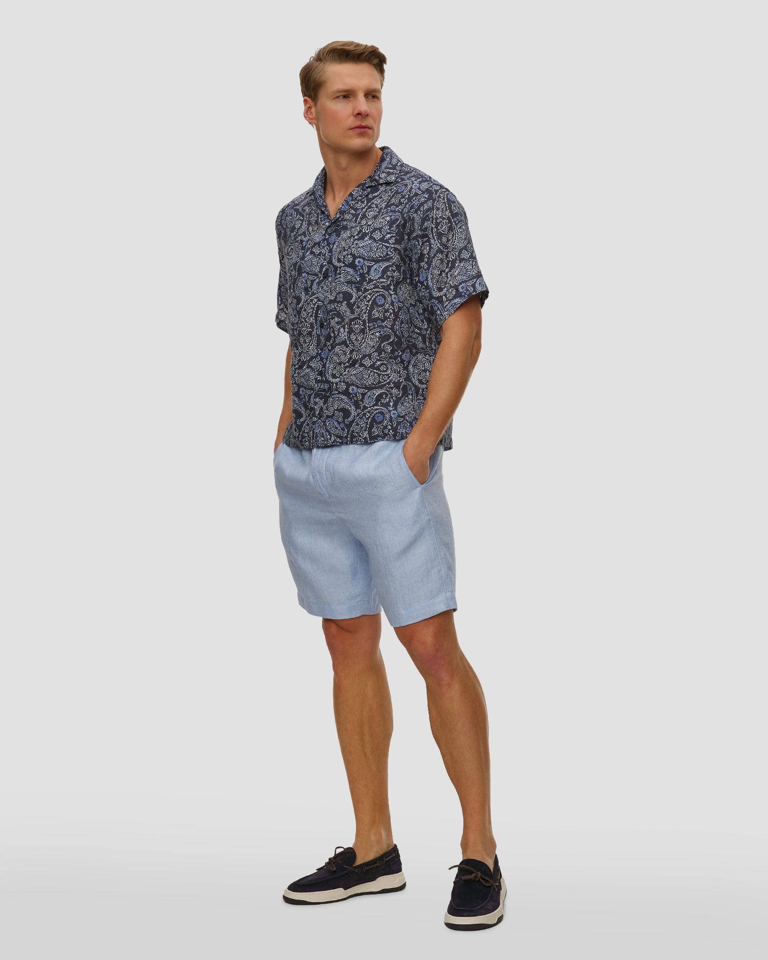 Pantaloni scurți albaștri din in pentru bărbați Paul&Shark