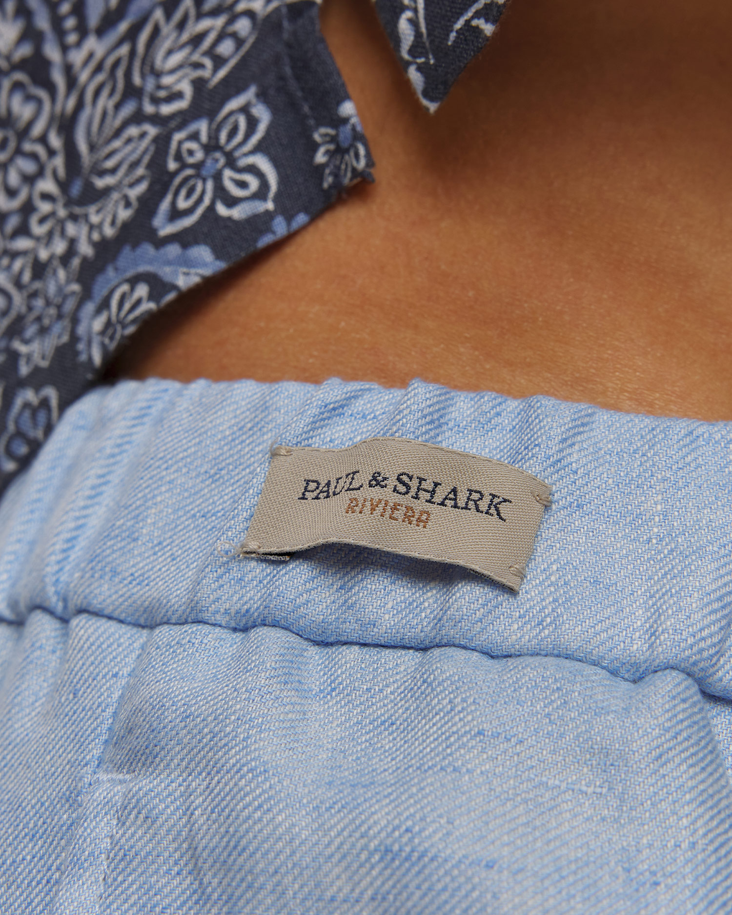 Pantaloni scurți albaștri din in pentru bărbați Paul&Shark