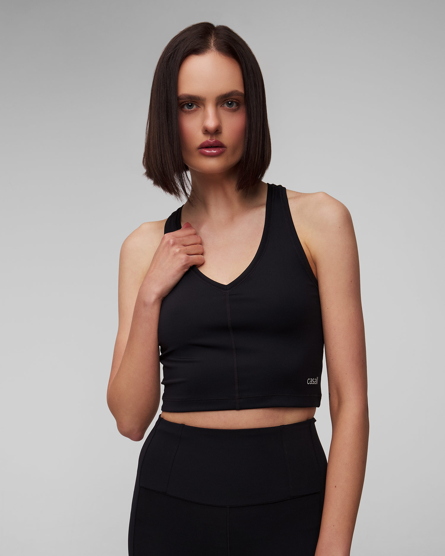 Top negru pentru femei Casall Sharp Back Sport Top