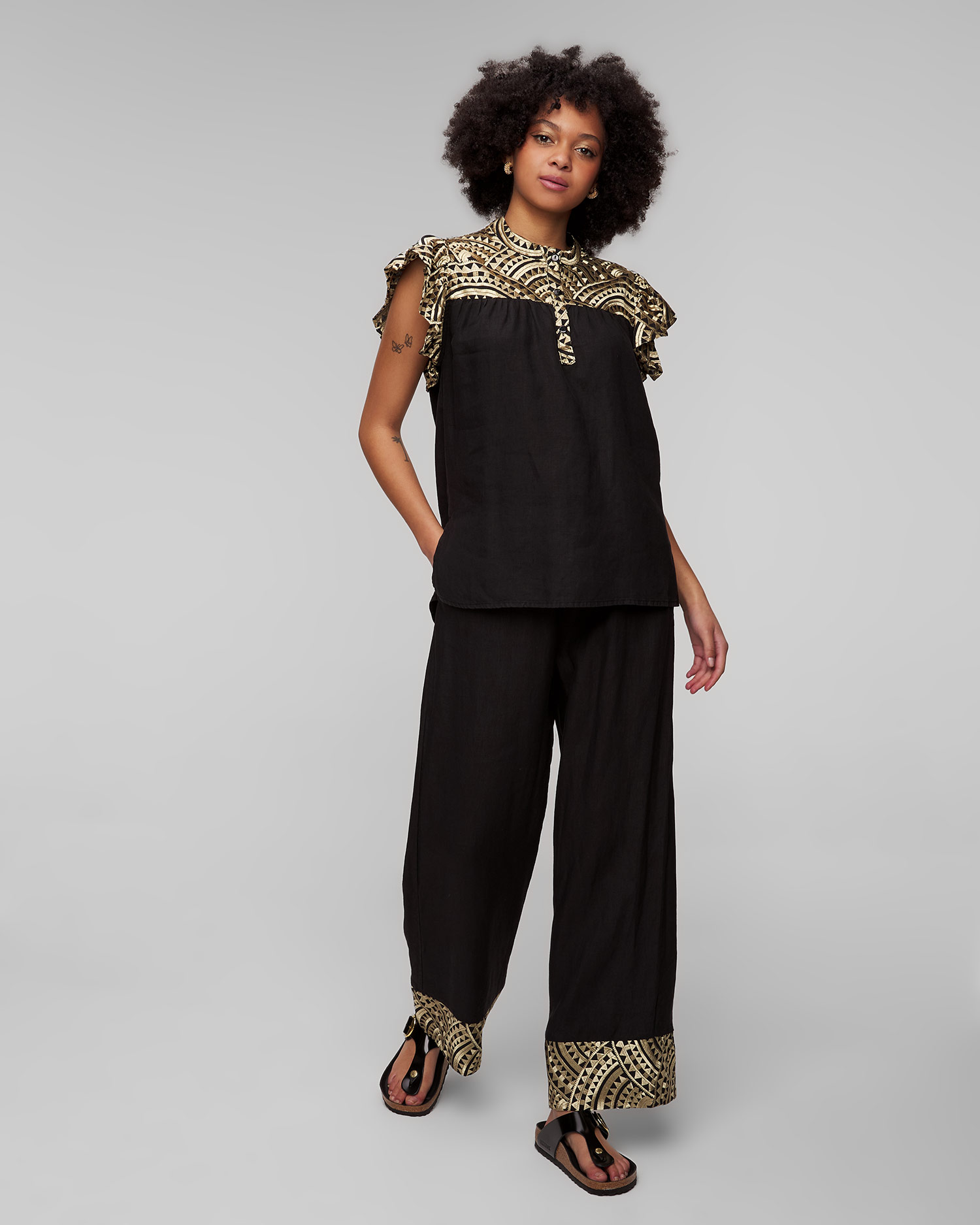 Pantalon de lin gris pour femmes Kori