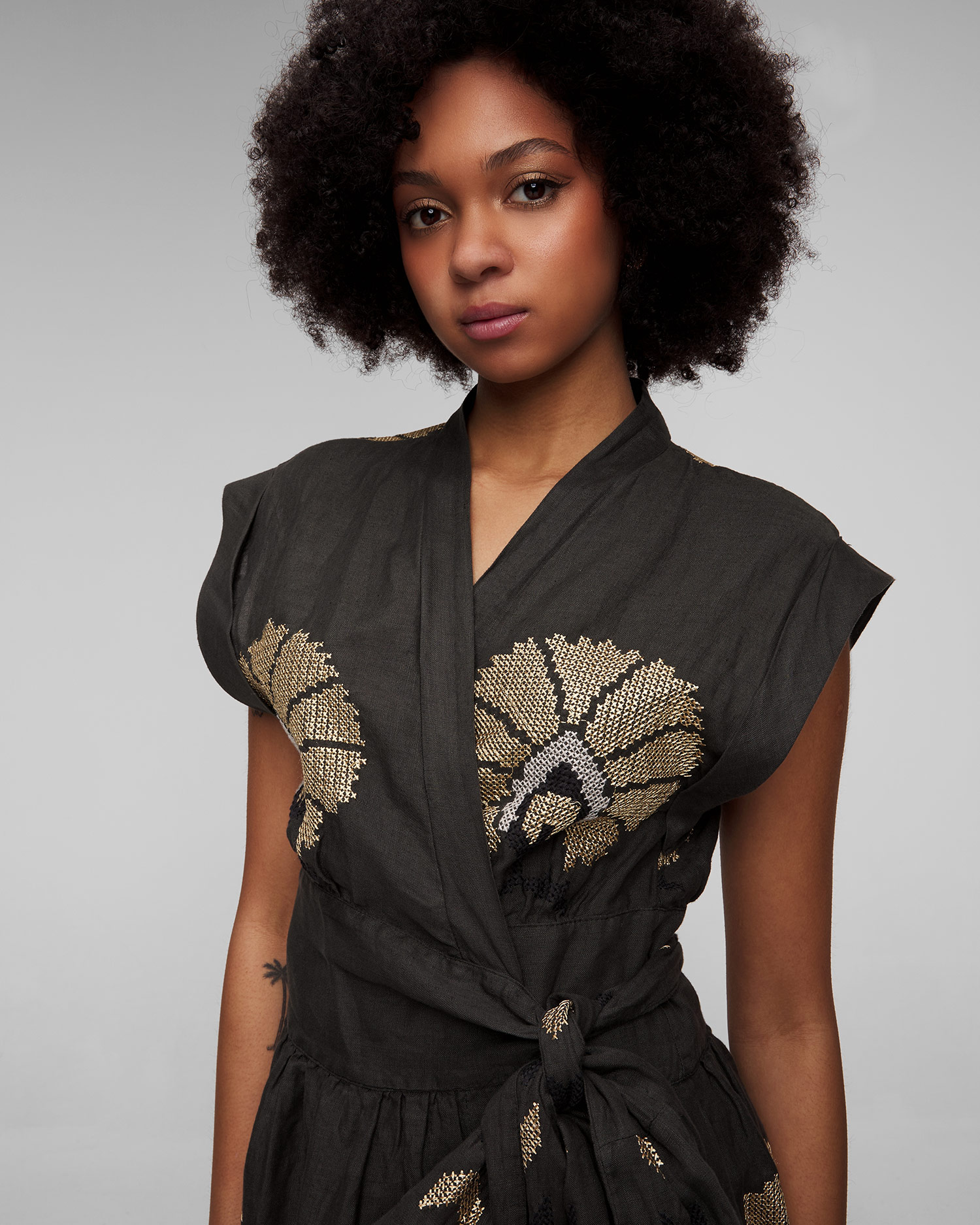 Szara sukienka lniana damska Kori