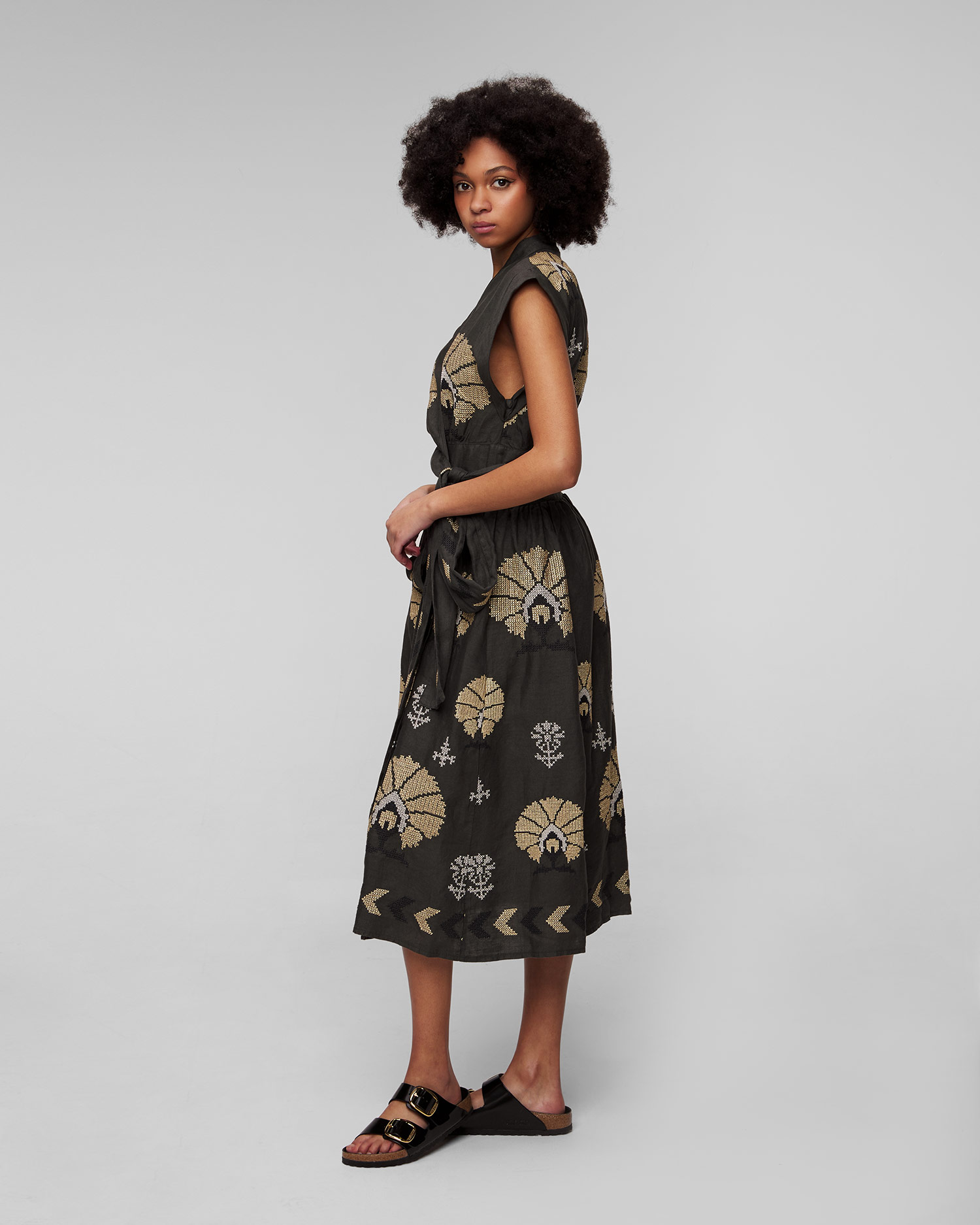 Szara sukienka lniana damska Kori