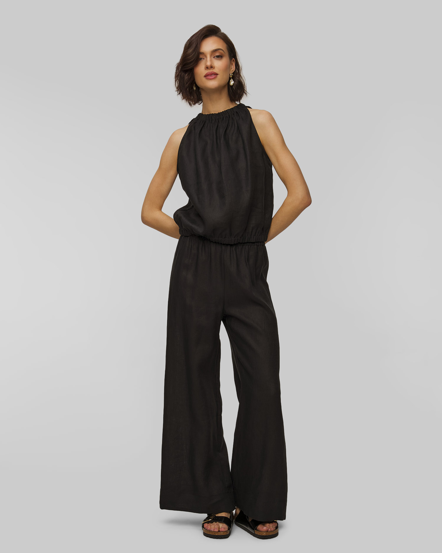 Kori Damen-Leinenhose in Schwarz