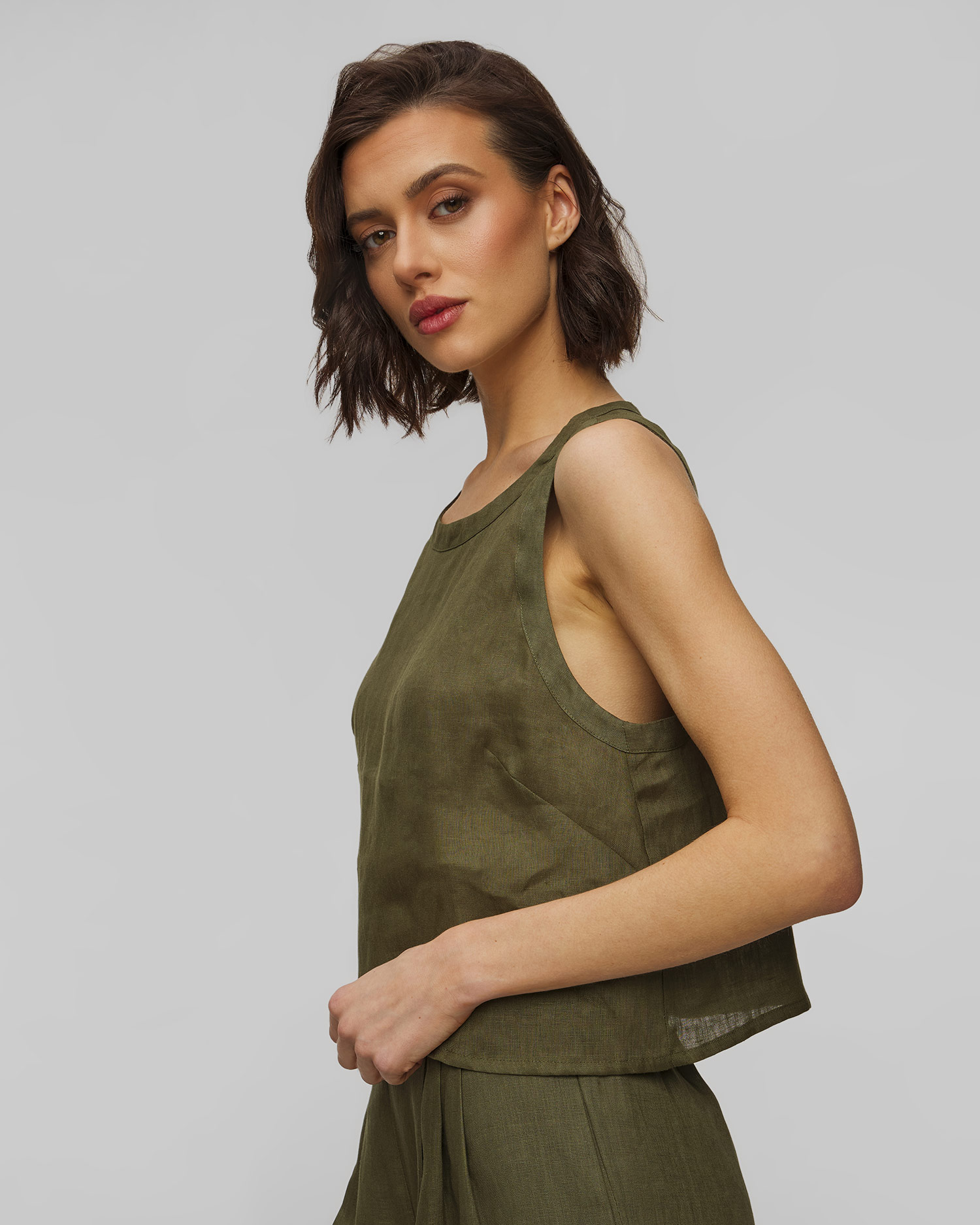 Zielony top lniany damski Kori