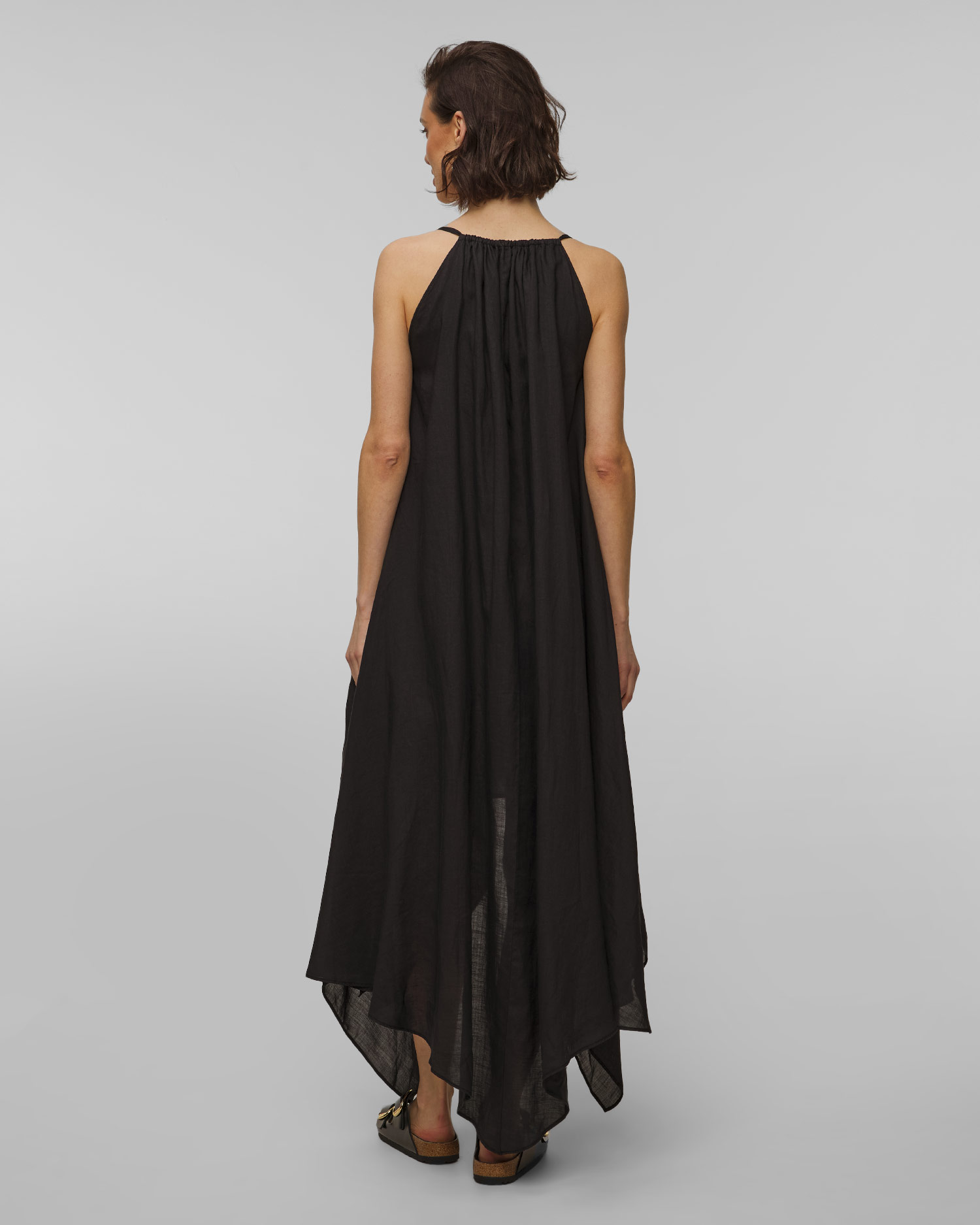 Rochie neagră din ramie pentru femei Kori