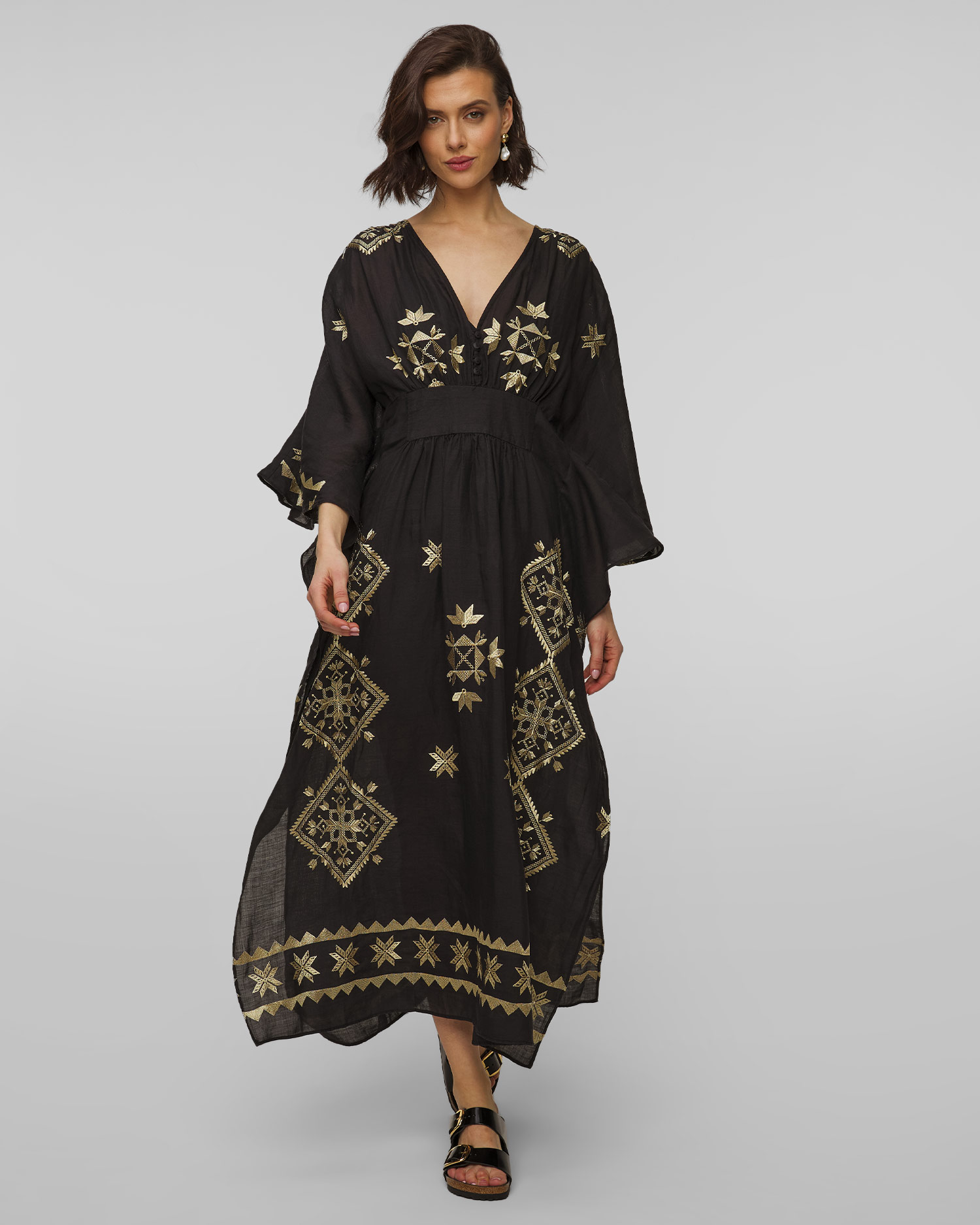 Rochie neagră din ramie pentru femei Kori