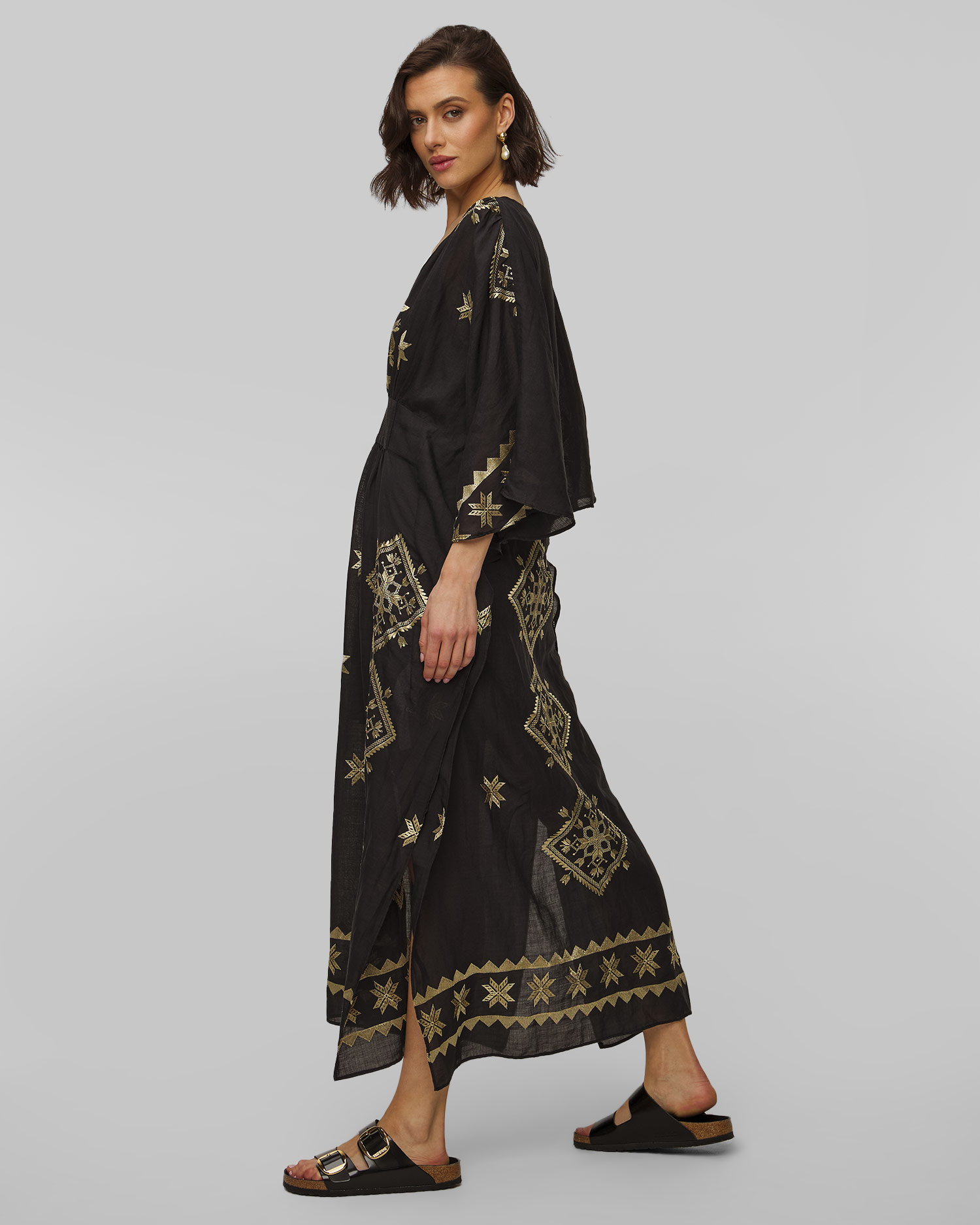 Robe en ramie noire pour femmes Kori