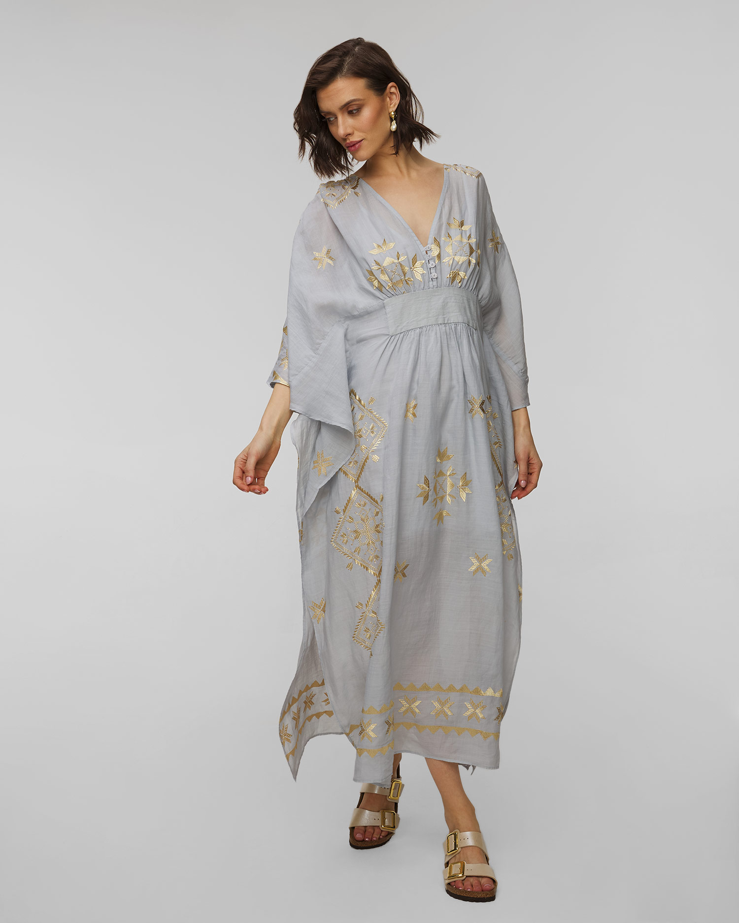 Rochie gri din ramie pentru femei Kori