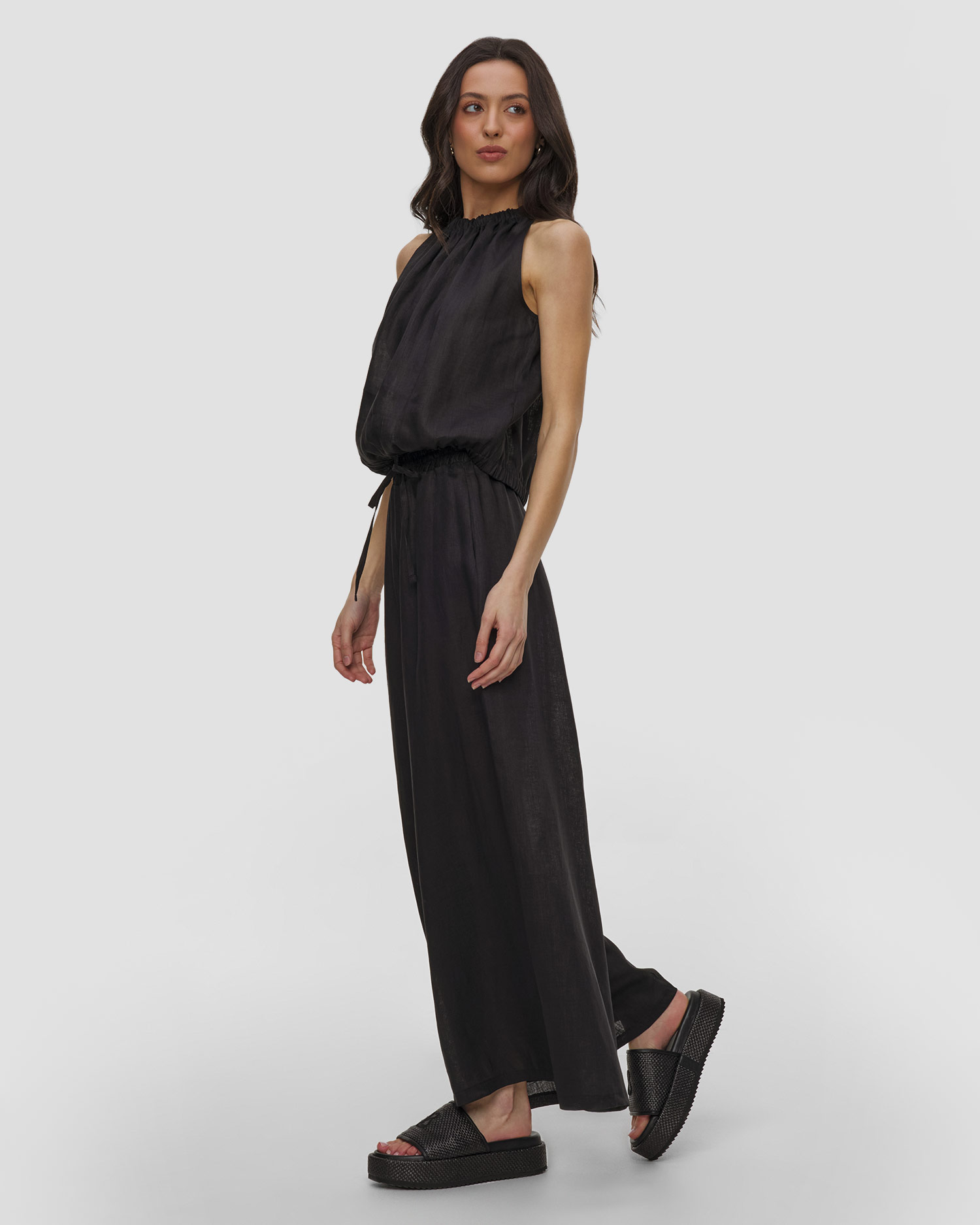Pantalon en lin noir pour femmes Kori