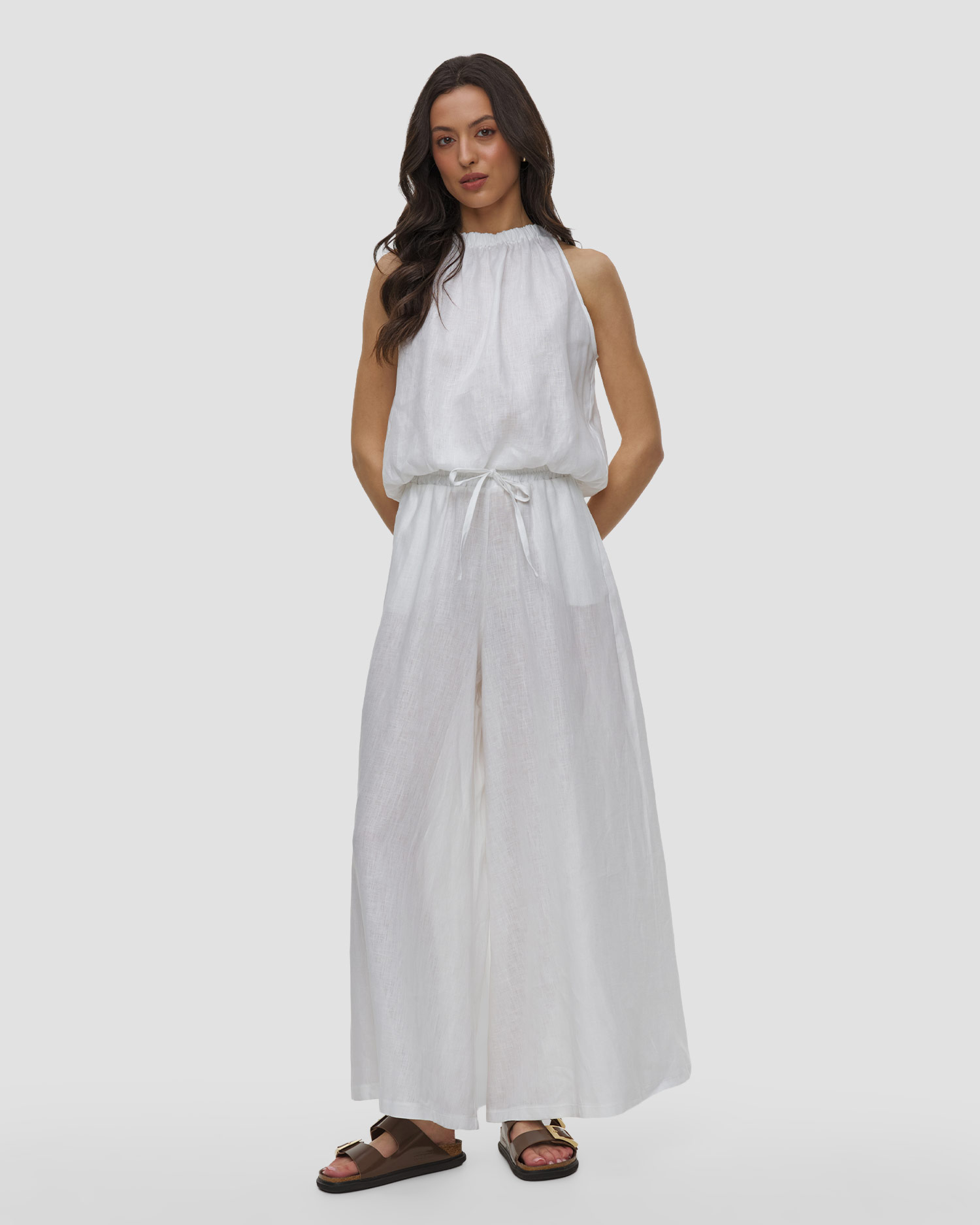Pantalon en lin blanc pour femmes Kori