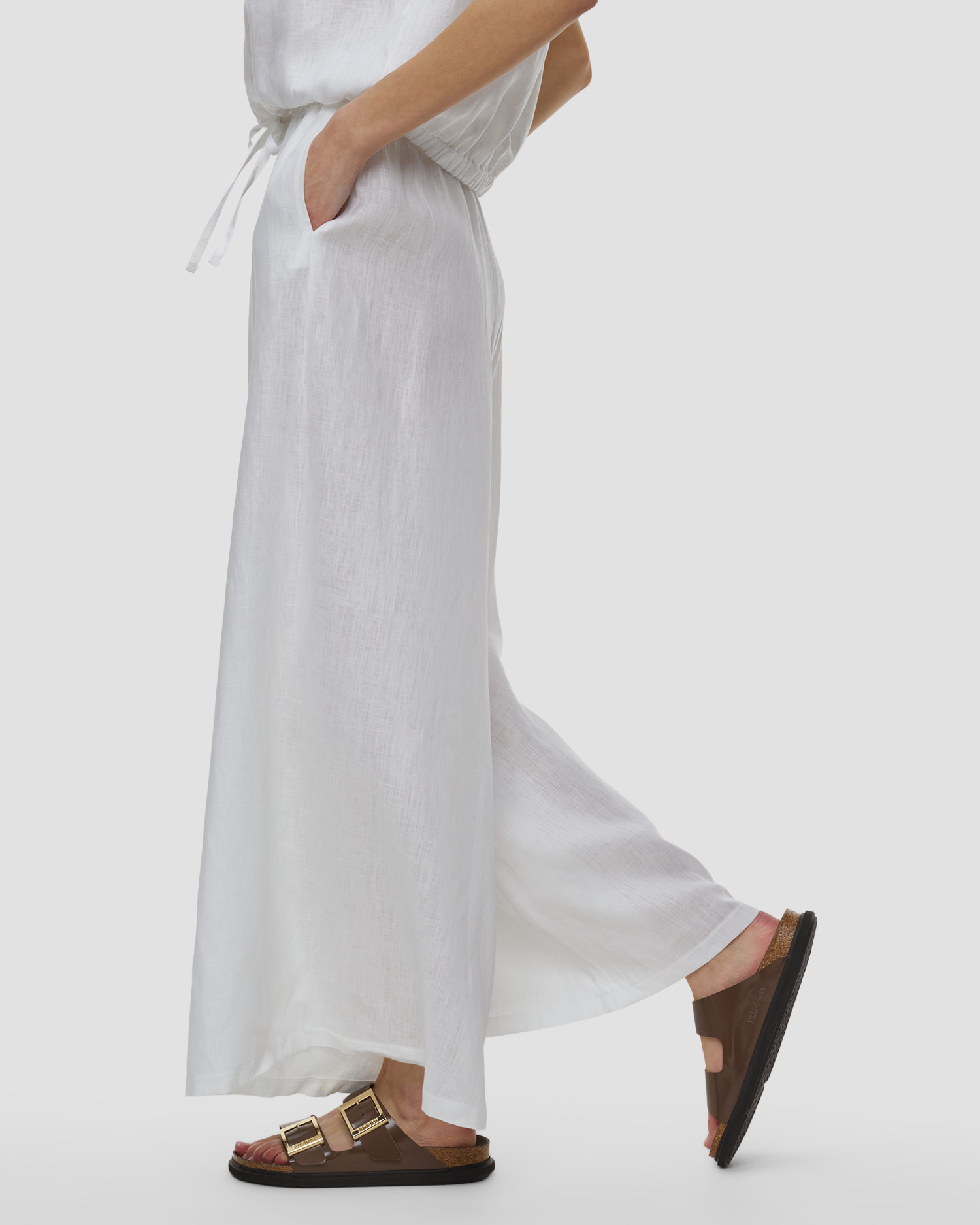 Pantalon en lin blanc pour femmes Kori