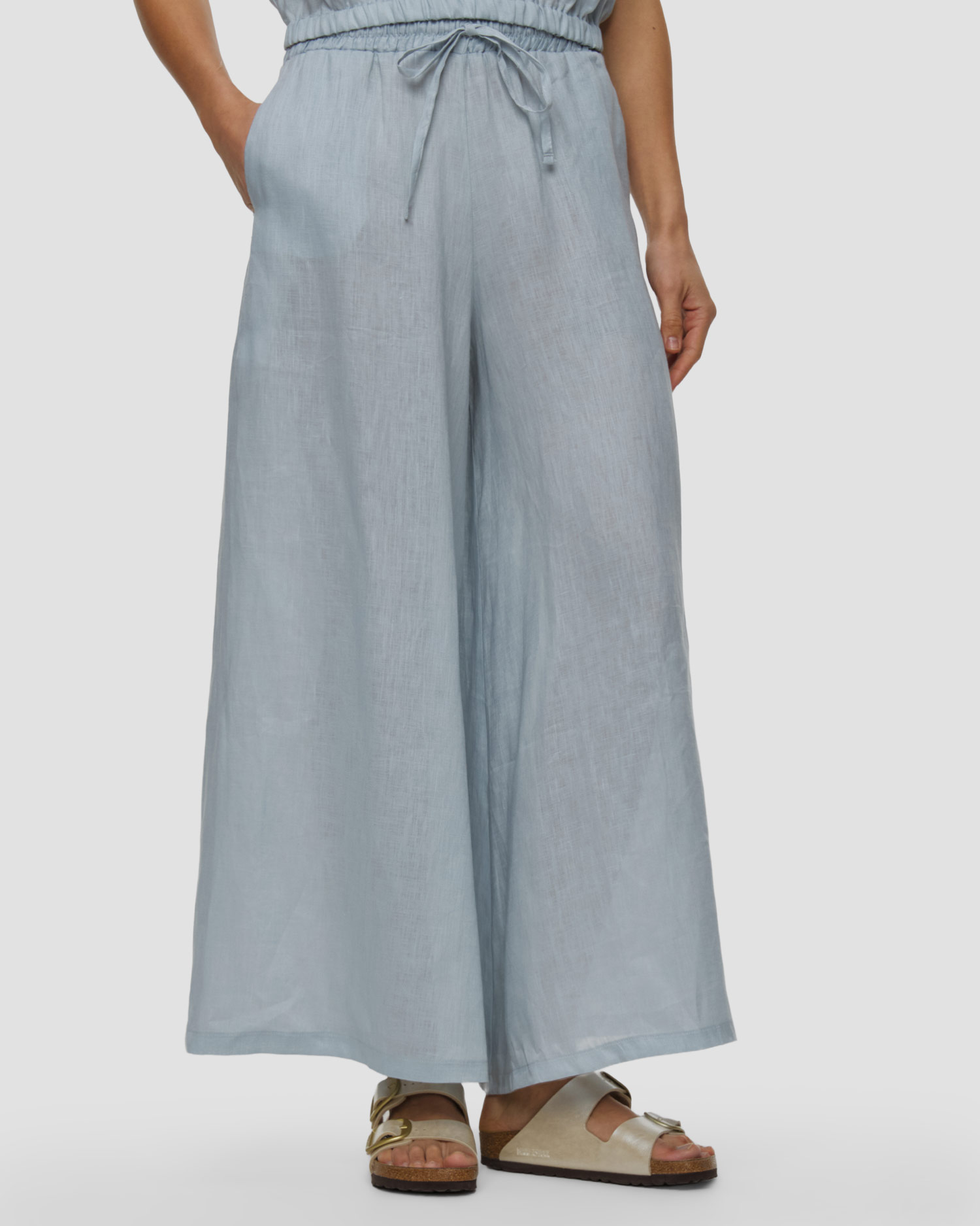 Pantaloni blu in lino da donna Kori