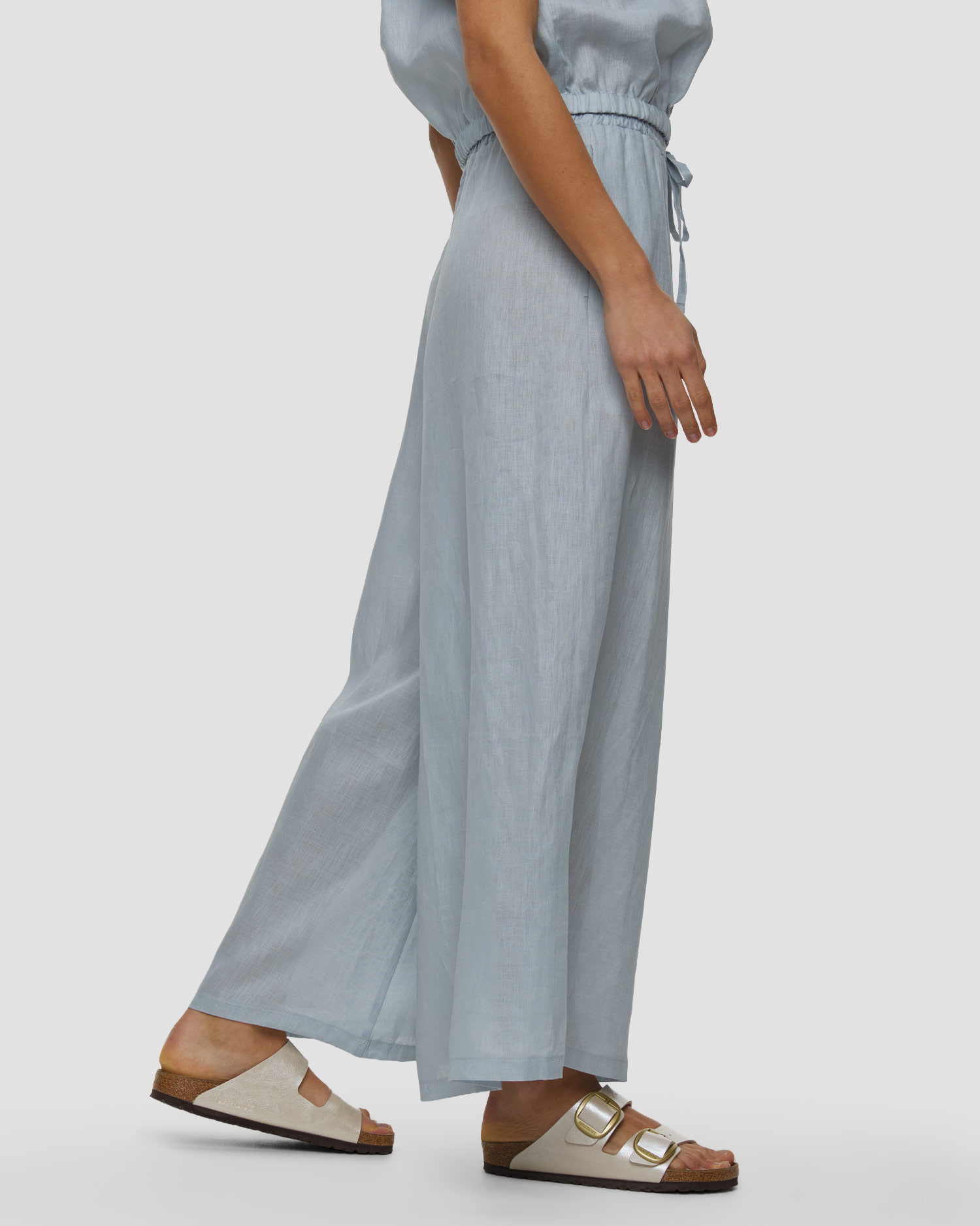 Pantaloni blu in lino da donna Kori