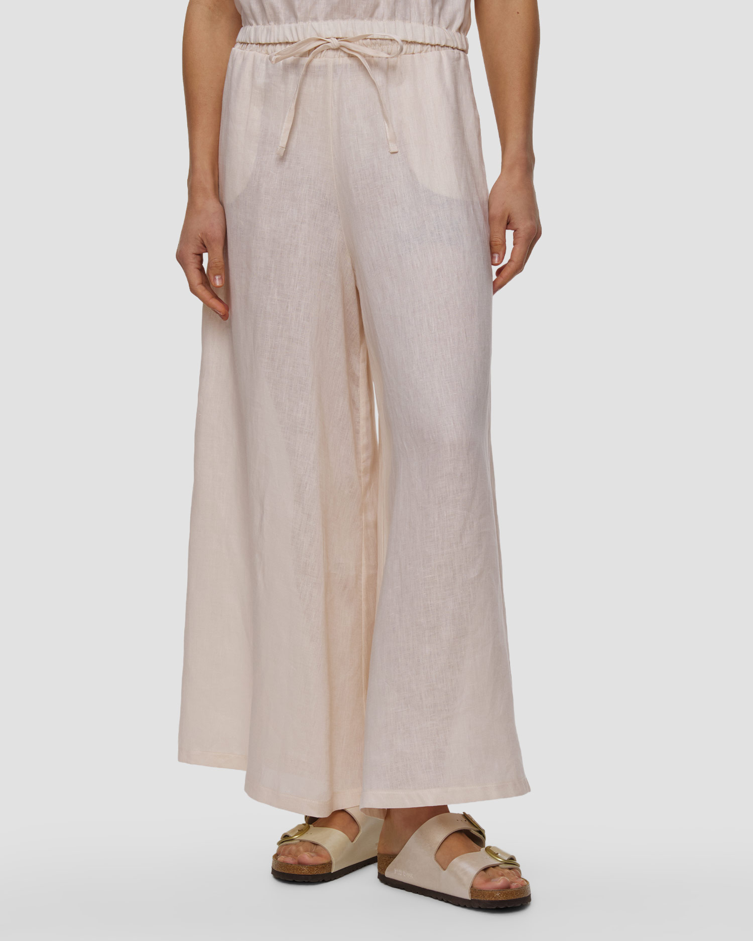 Pantaloni beige in lino da donna Kori, Colore/Disegno: Beżowy