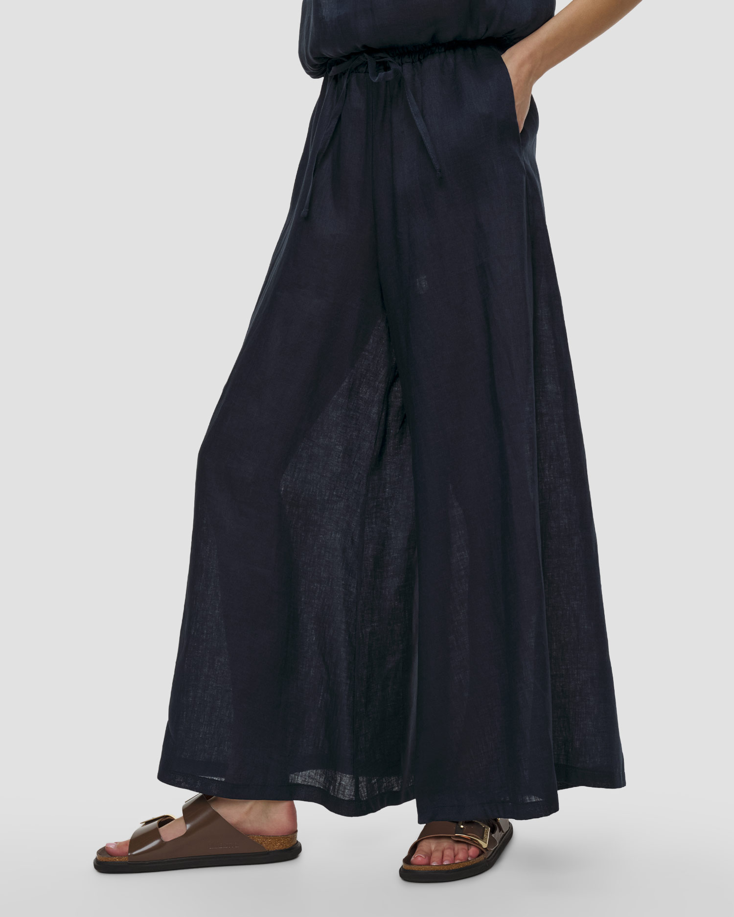 Pantalon en lin bleu marine pour femmes Kori