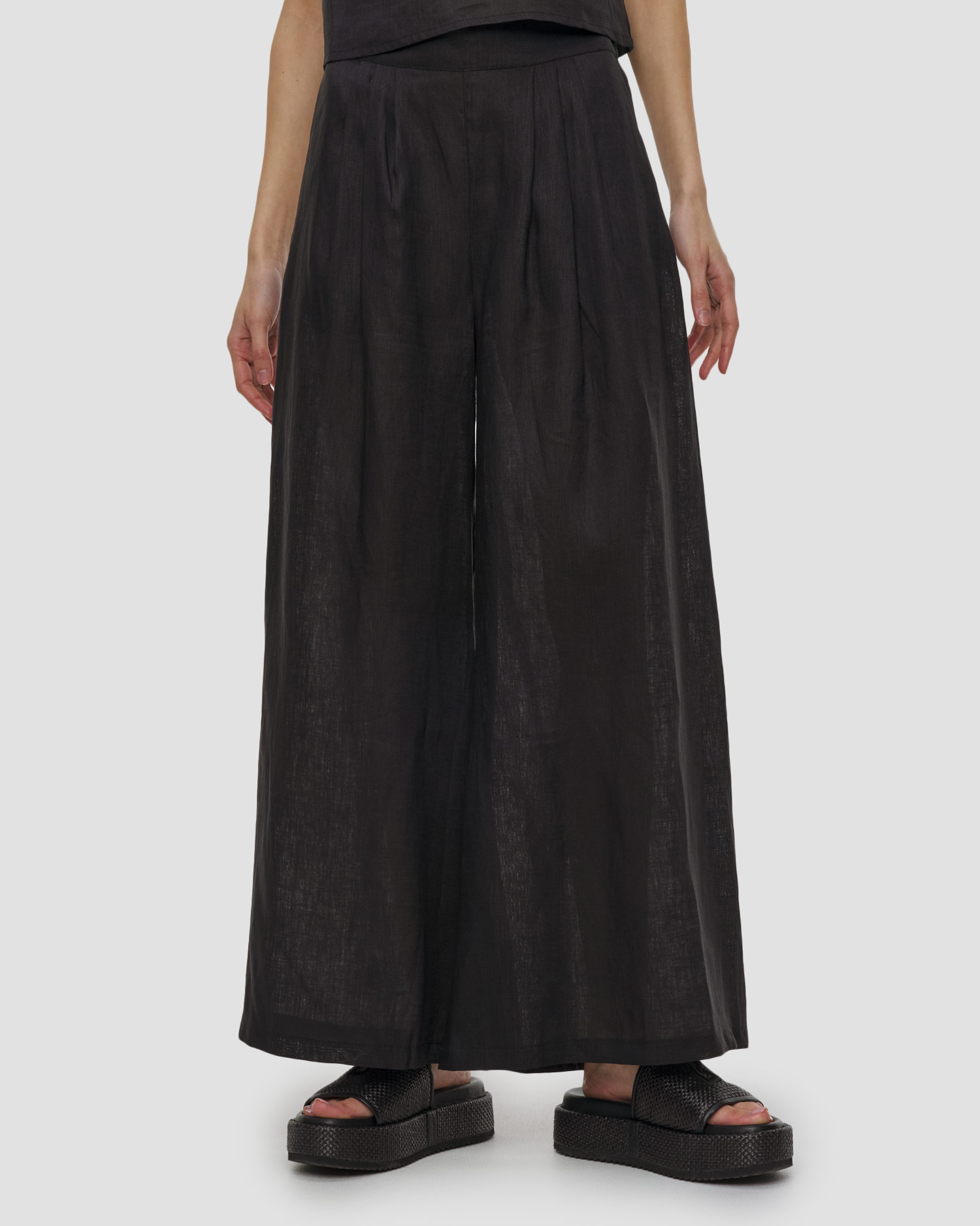 Pantaloni in lino da donna Kori, Colore/Disegno: Czarny