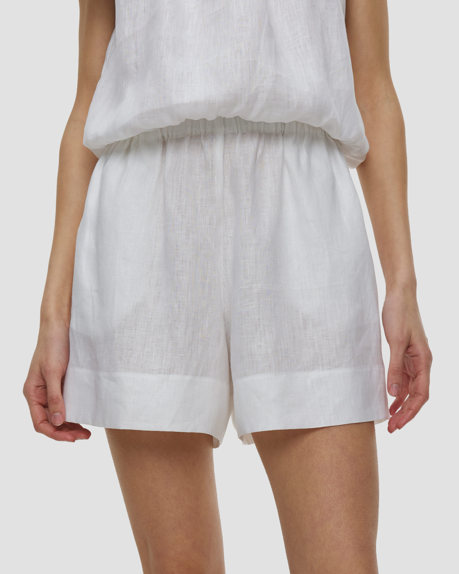 Short en lin blanc pour femmes Kori, Couleur: Biały