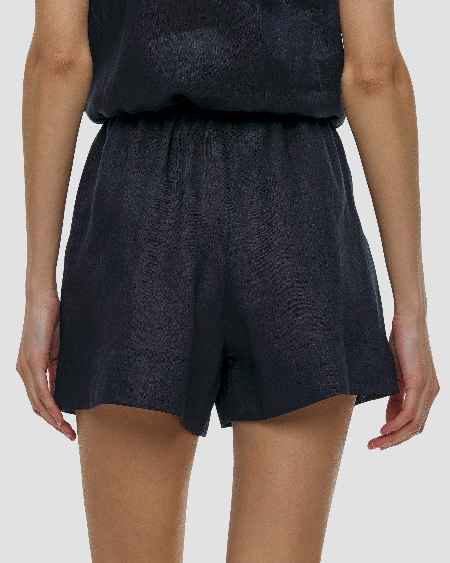 Short en lin bleu marine pour femmes Kori
