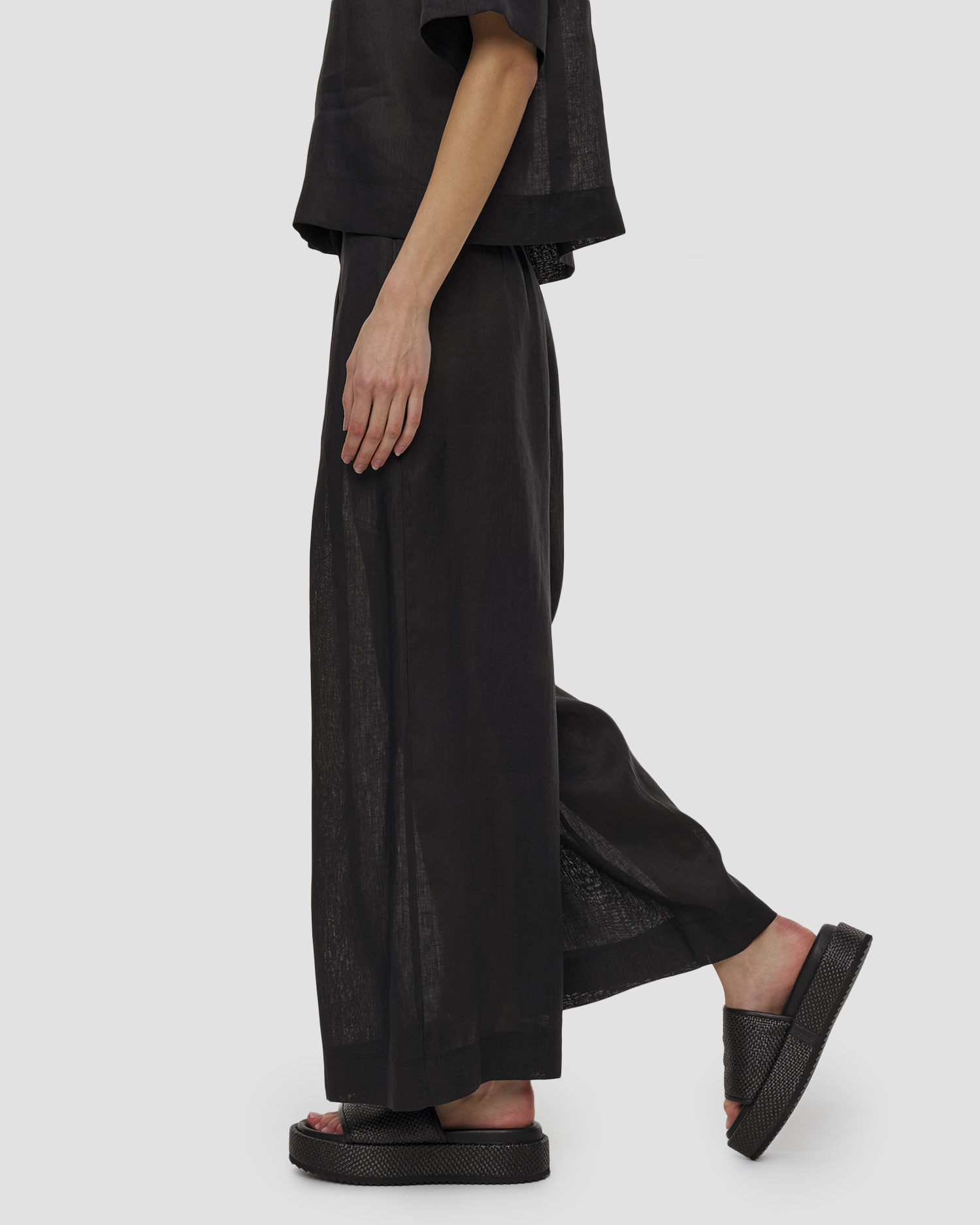 Pantalon en lin noir pour femmes Kori