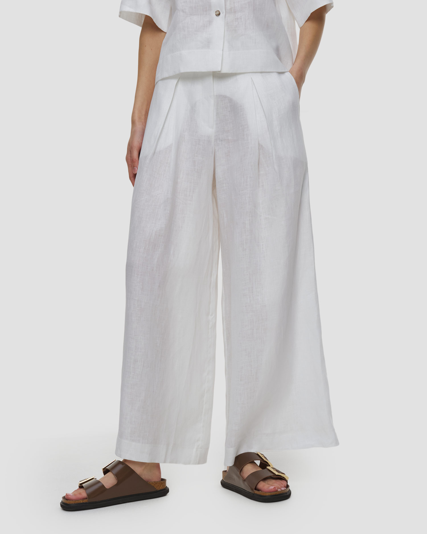 Pantalon en lin blanc pour femmes Kori