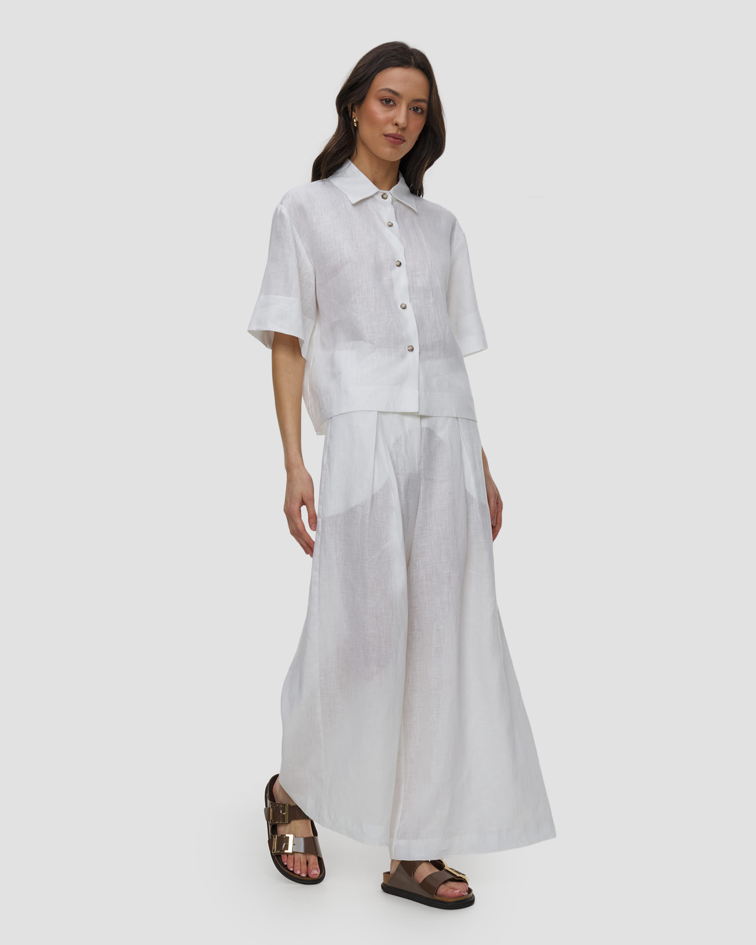 Pantalon en lin blanc pour femmes Kori