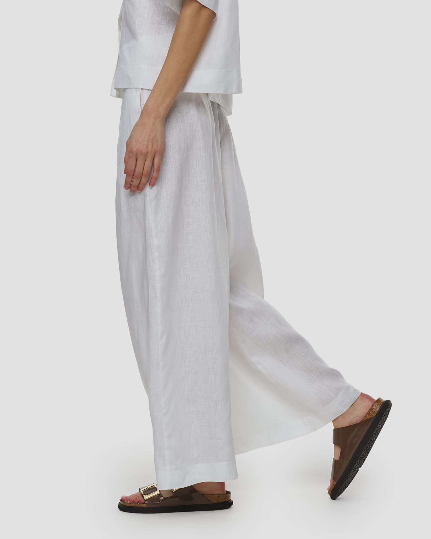 Pantalon en lin blanc pour femmes Kori
