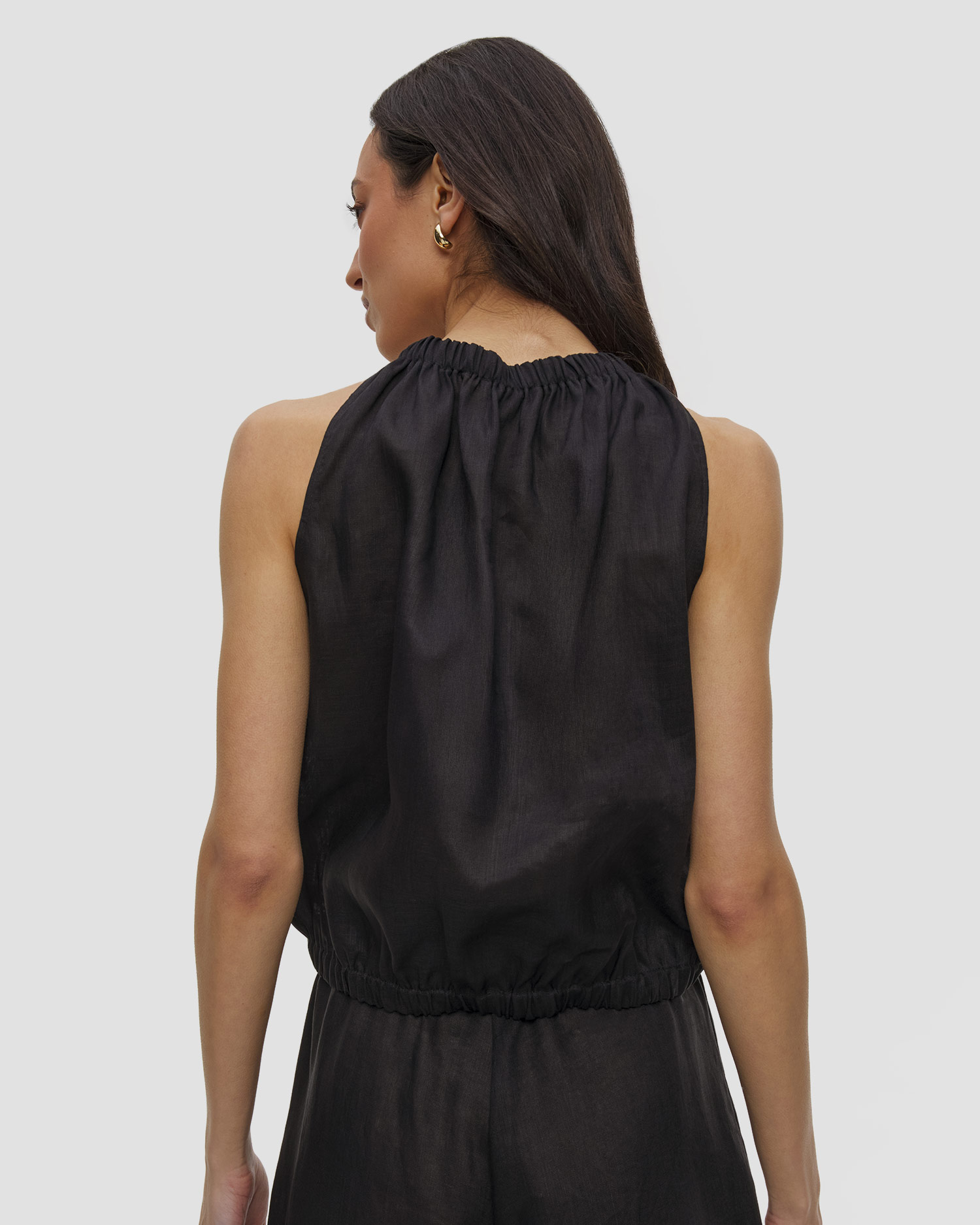 Top en lin noir pour femmes Kori