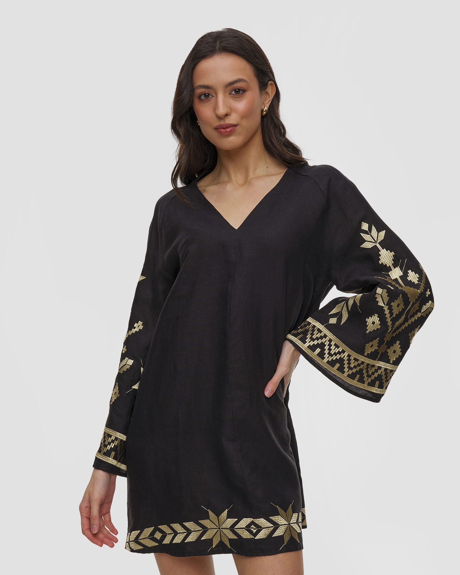 Robe en lin noire pour femmes Kori