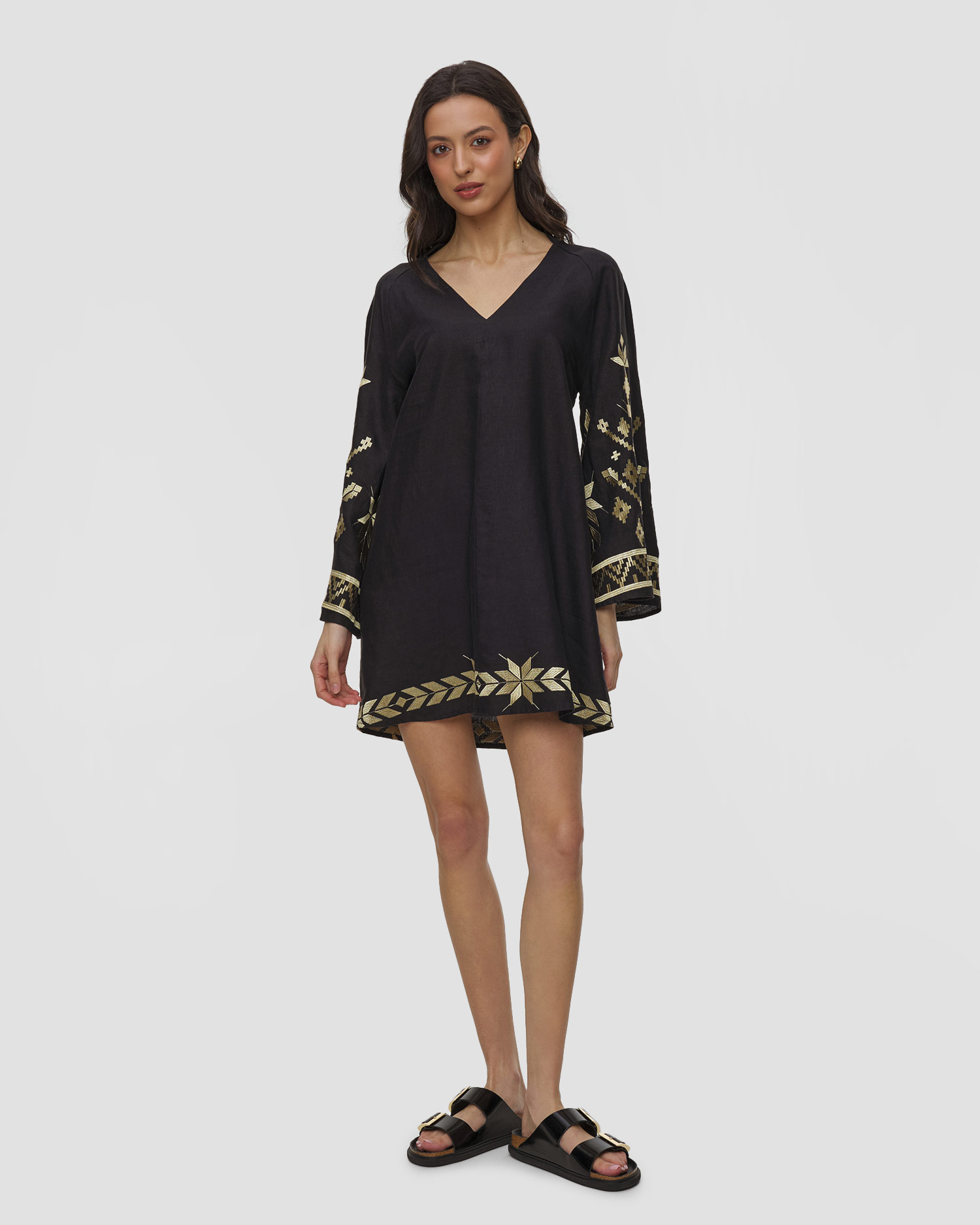 Robe en lin noire pour femmes Kori
