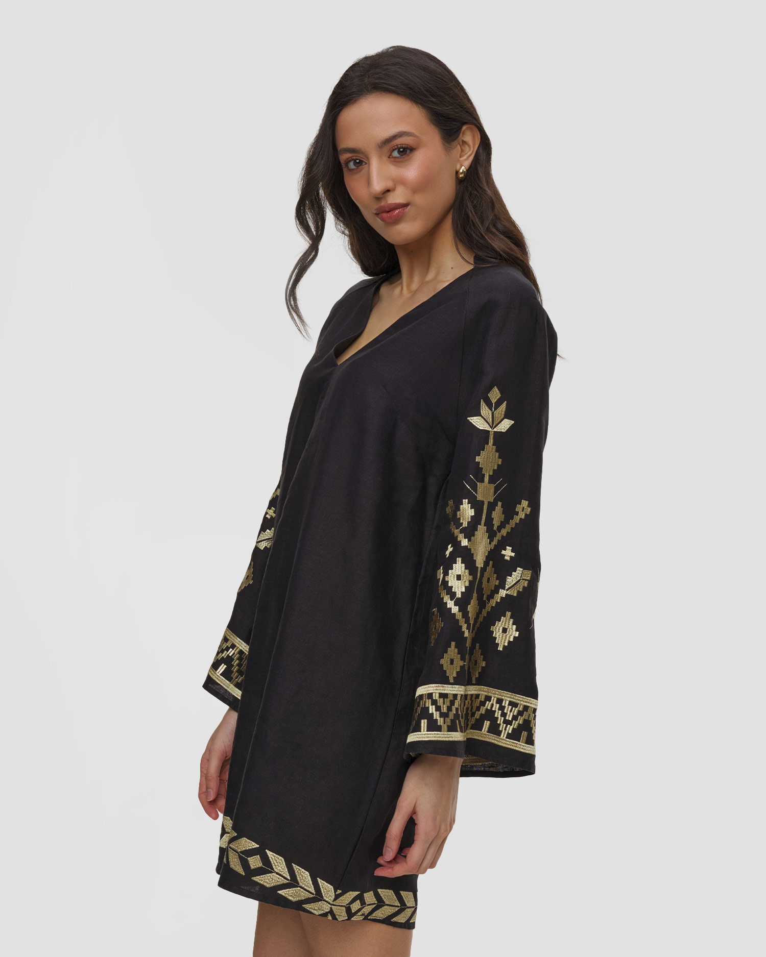 Robe en lin noire pour femmes Kori