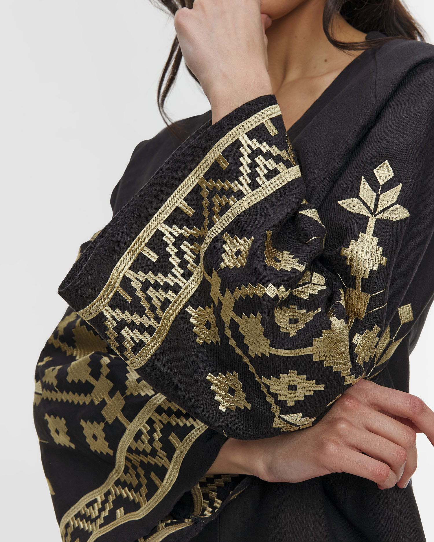 Robe en lin noire pour femmes Kori