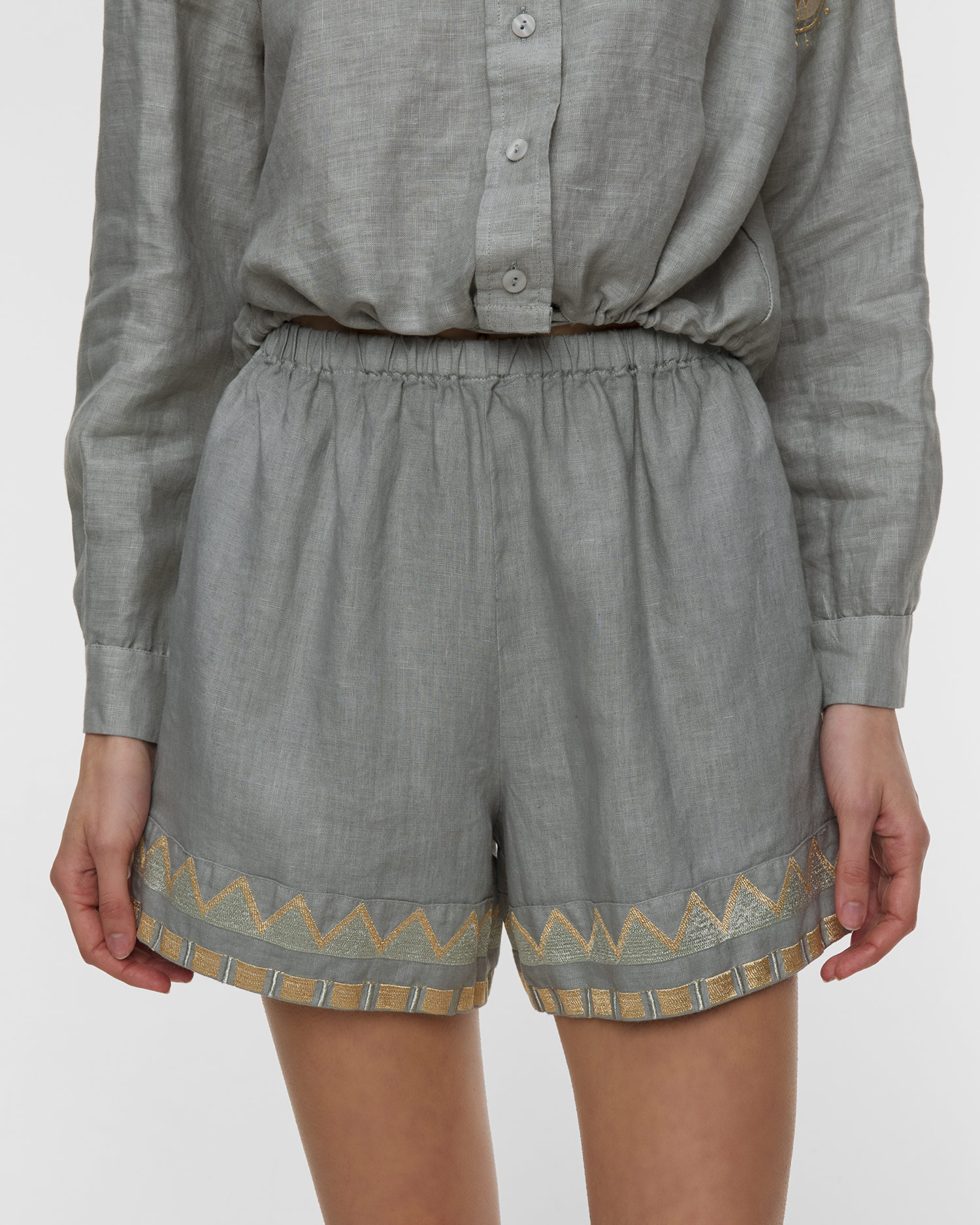 Short en lin pour femmes Kori, Couleur: Szary