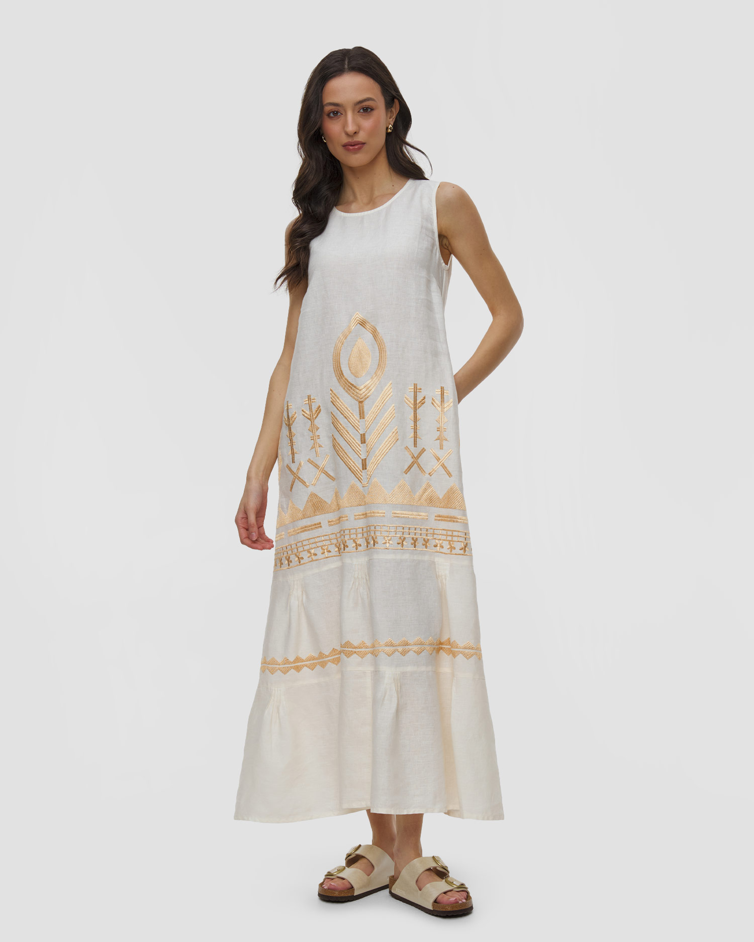 Robe en lin blanche pour femmes Kori