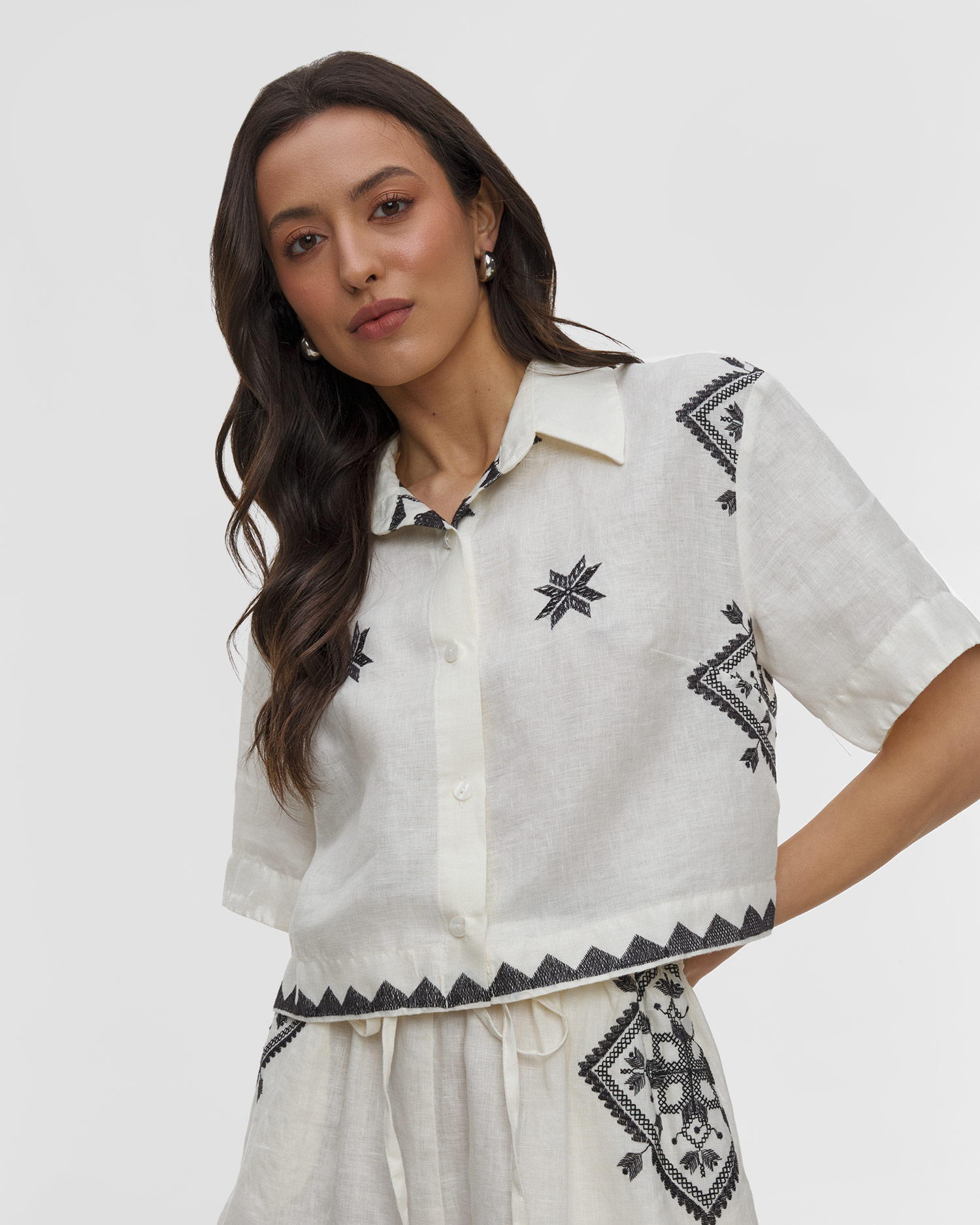 Chemise en lin pour femmes Kori, Couleur: Biały