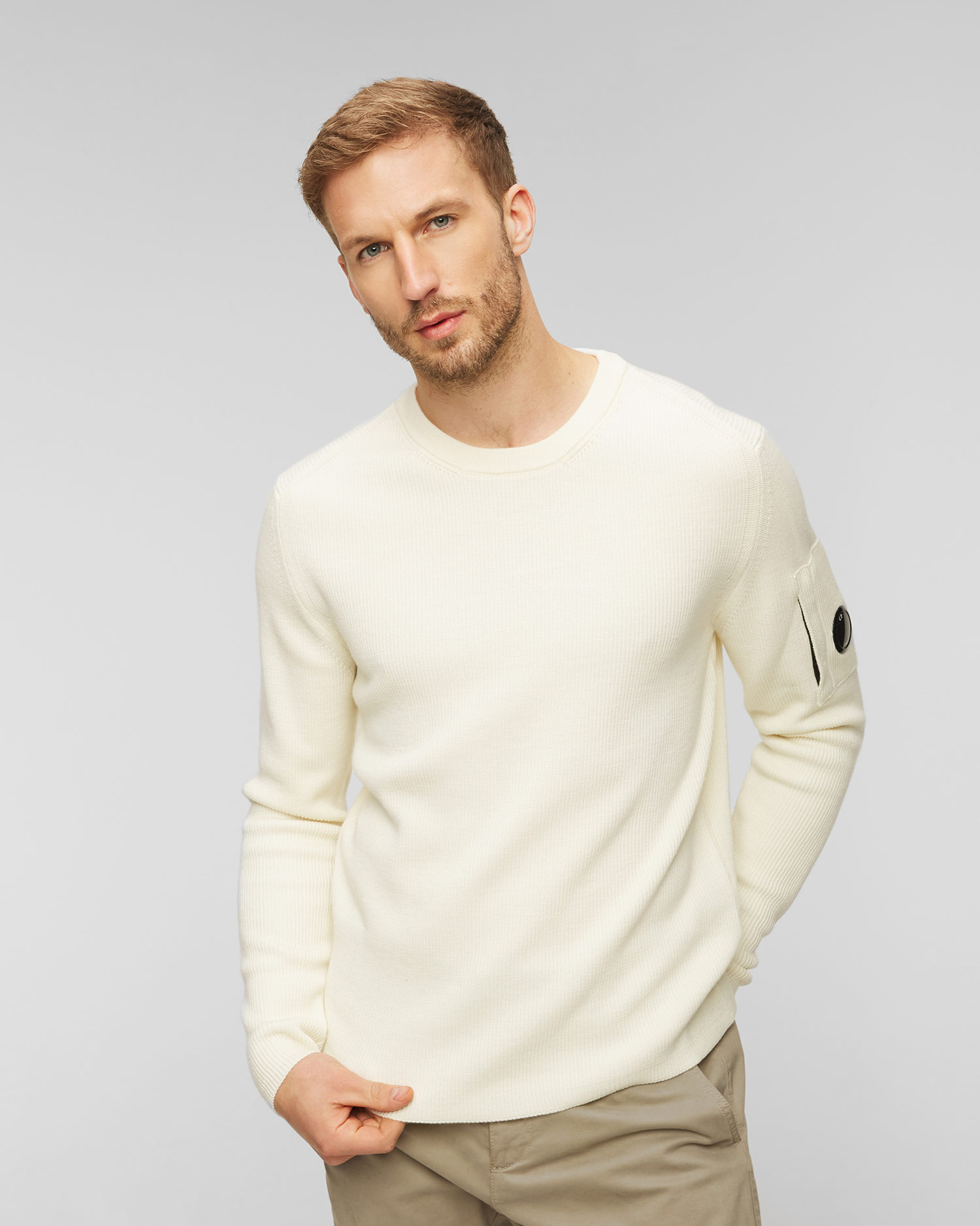C.P. Company Weißer Herrenpullover aus Wolle
