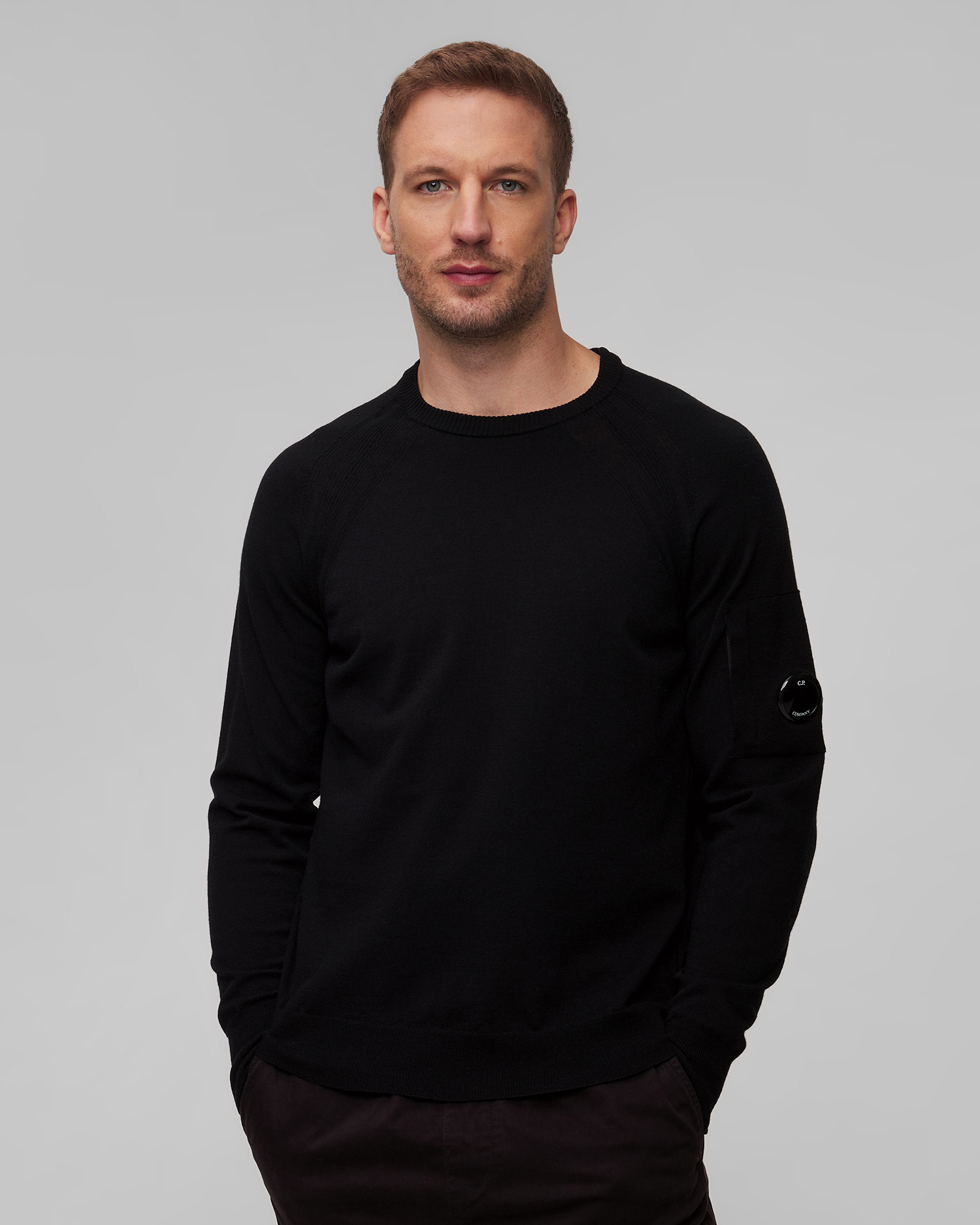 Czarny sweter z wełny merynosa męski C.P. Company