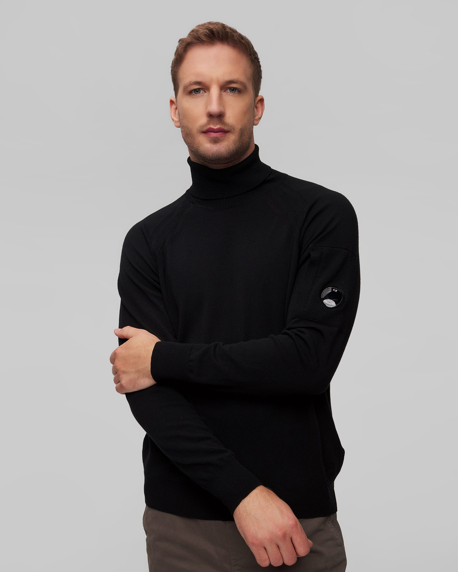 Czarny golf z wełny merynosa męski C.P. Company